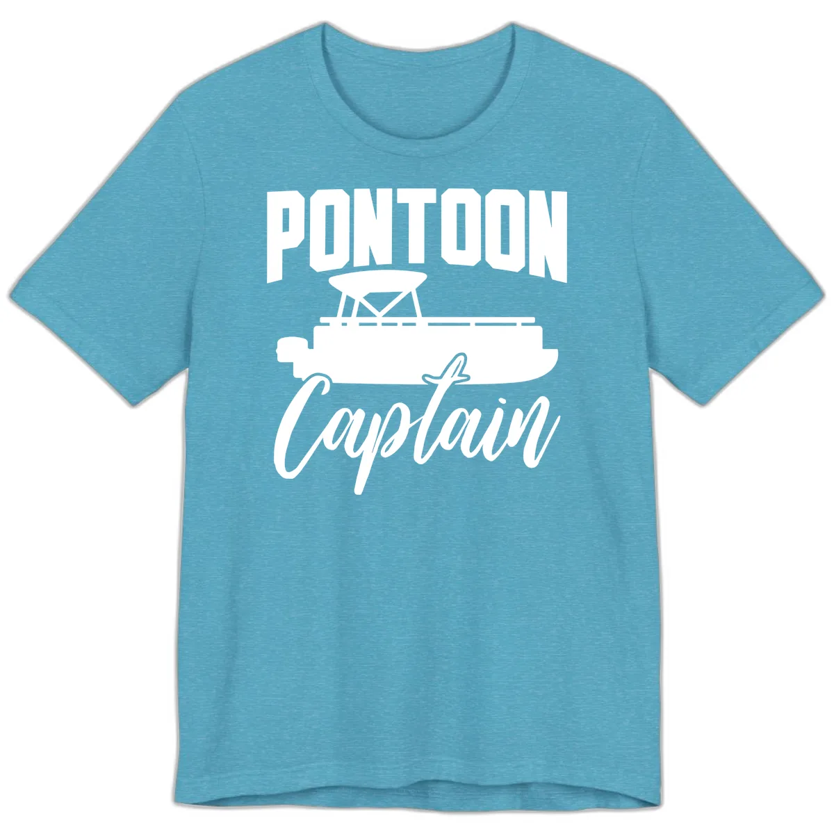 Pontoon Captain Boat Life Premium T-Shirt in Heather Aqua