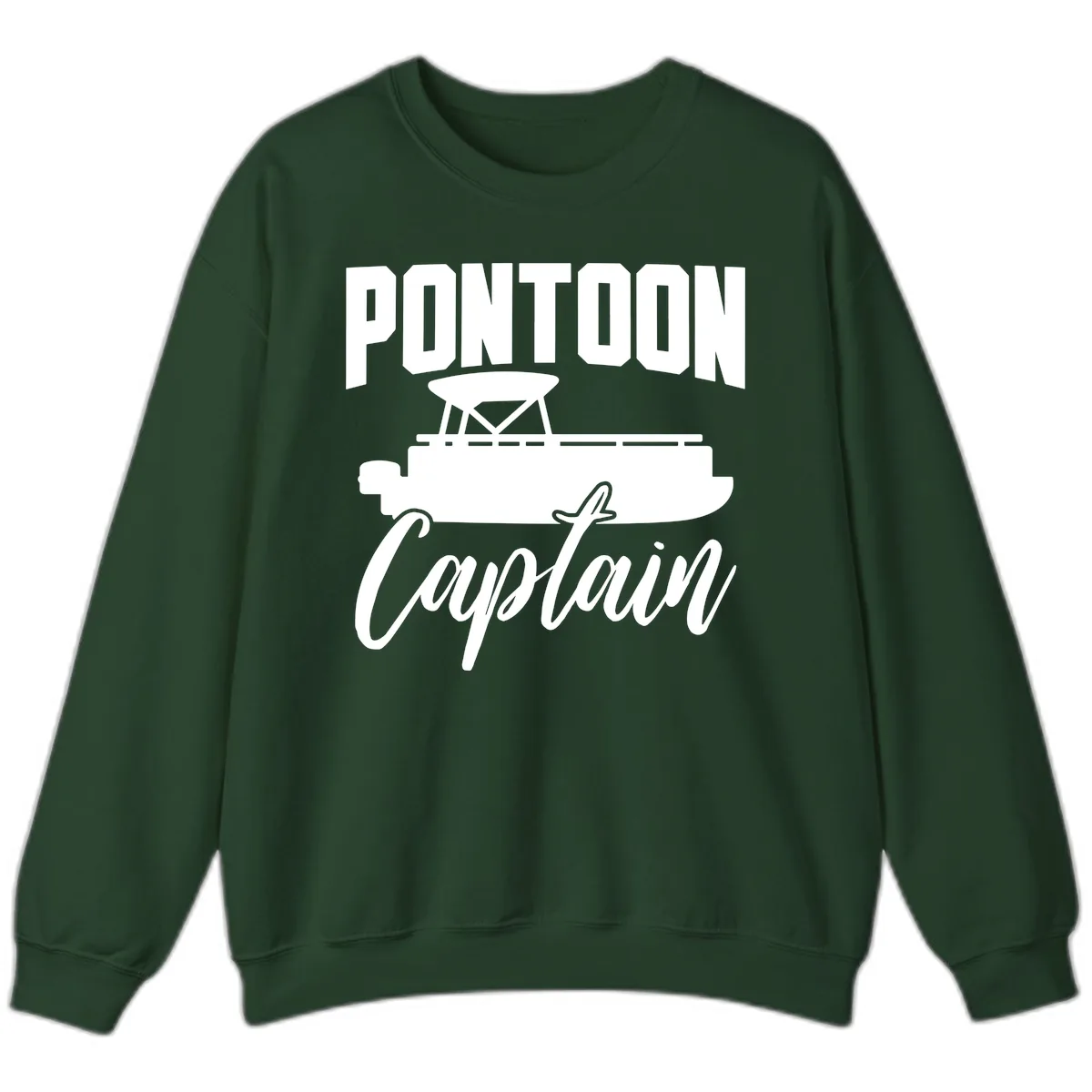Pontoon Captain Boat Life Sweatshirt in Forest Green