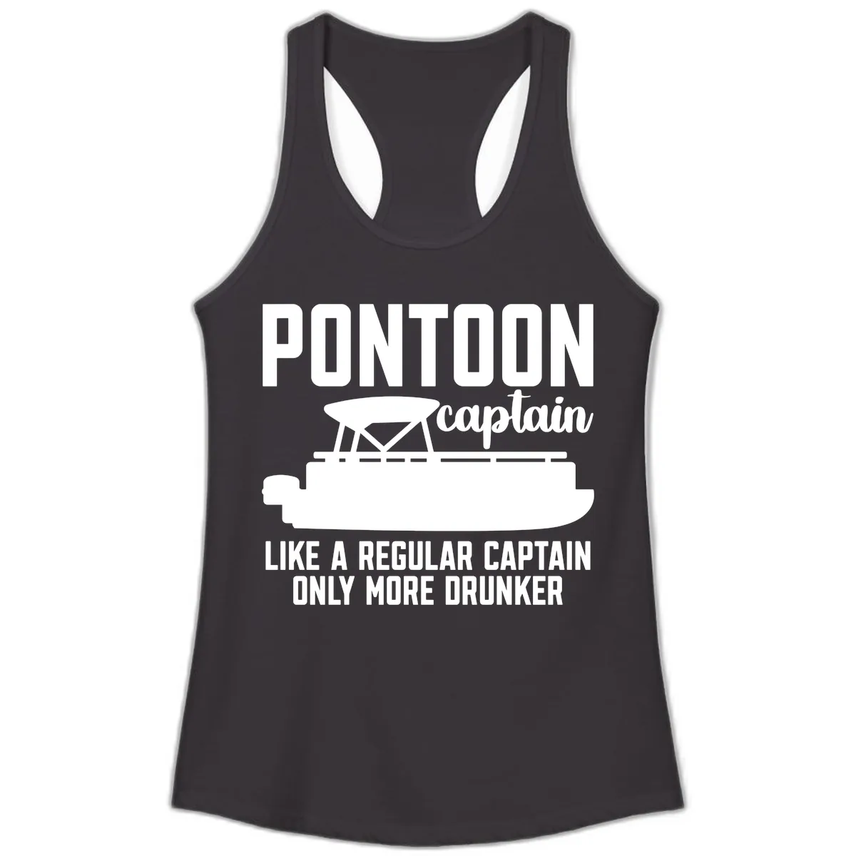 Pontoon Captain Like A Regular Captain Only More Drunker Ladies Tank in Black