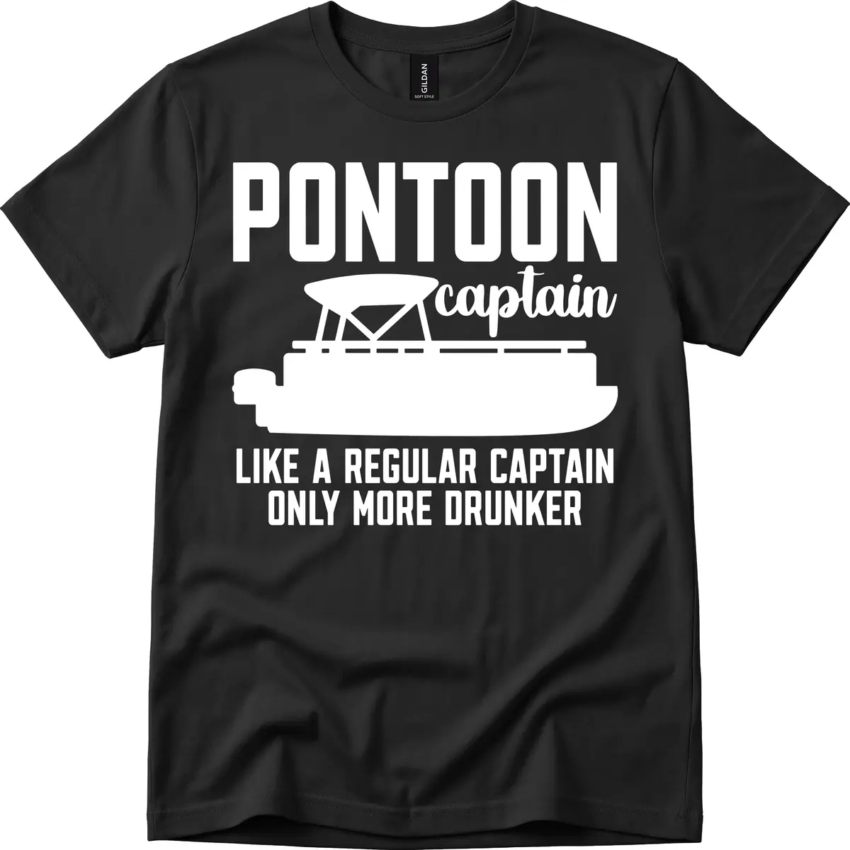 Pontoon Captain Like A Regular Captain Only More Drunker T-Shirt in Black