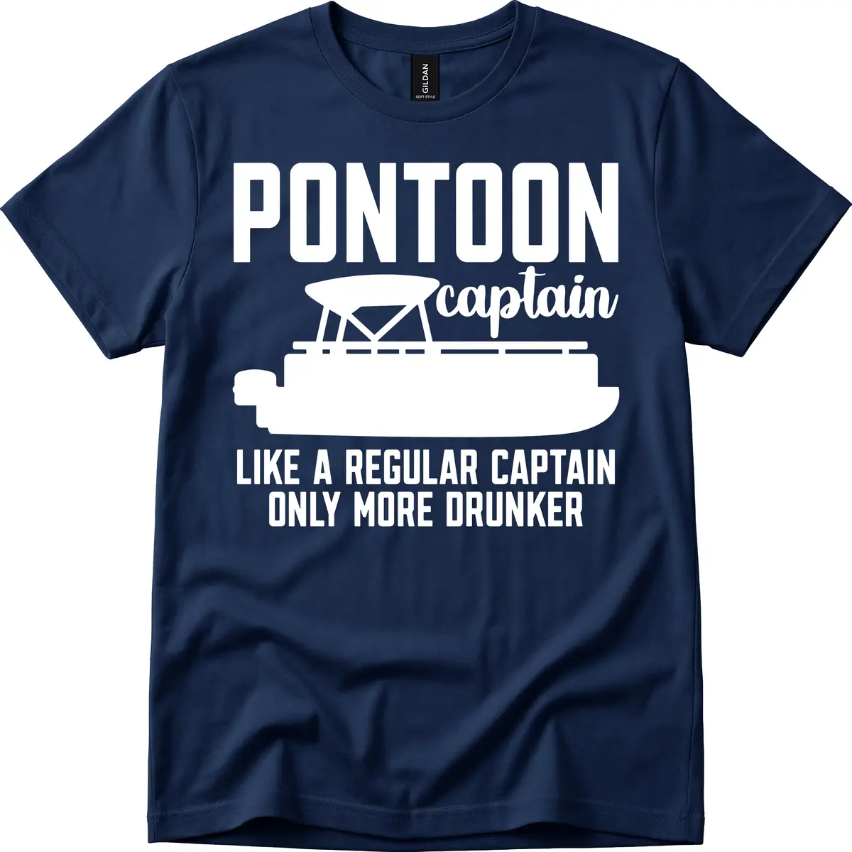 Pontoon Captain Like A Regular Captain Only More Drunker T-Shirt in Navy