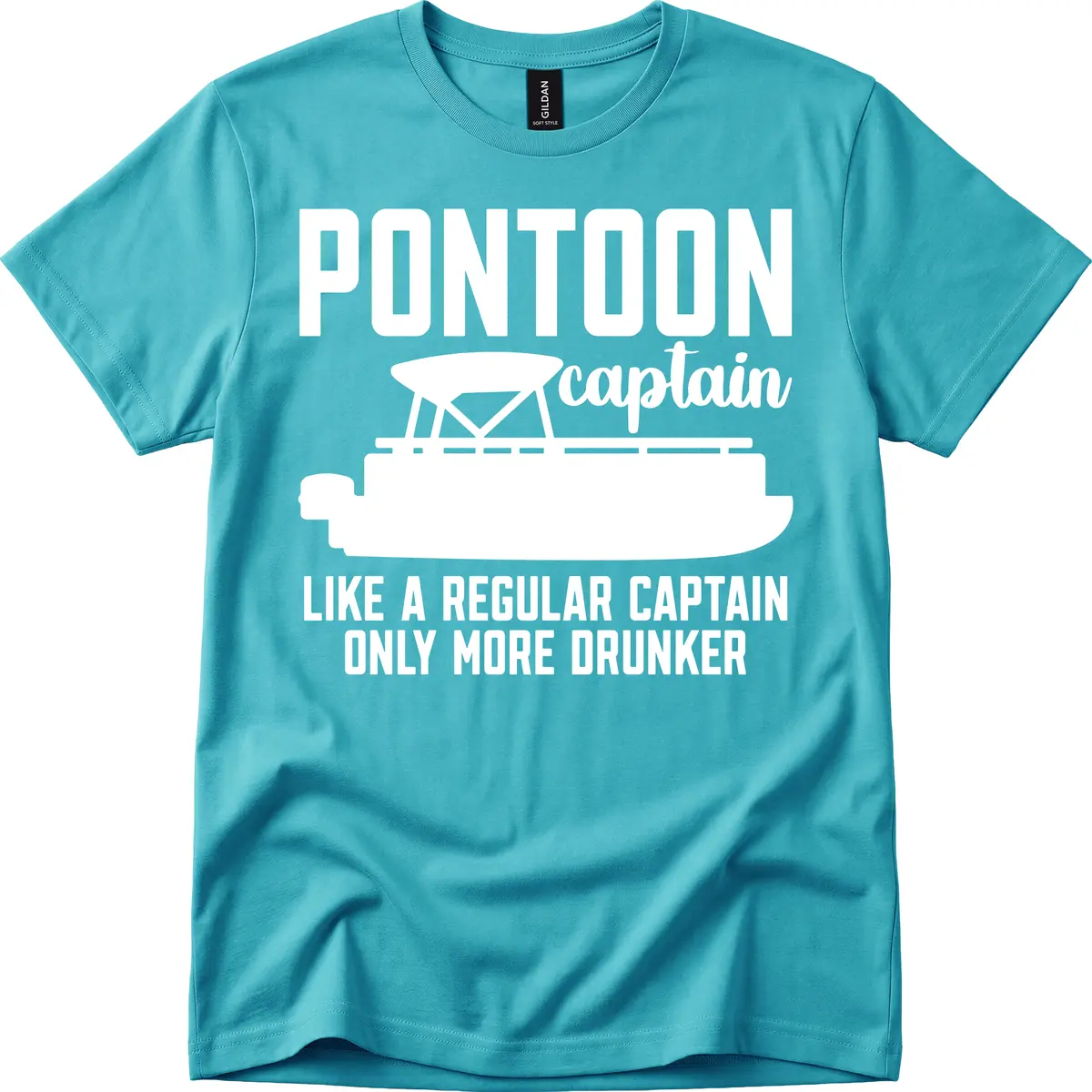 Pontoon Captain Like A Regular Captain Only More Drunker T-Shirt in Tropical Blue