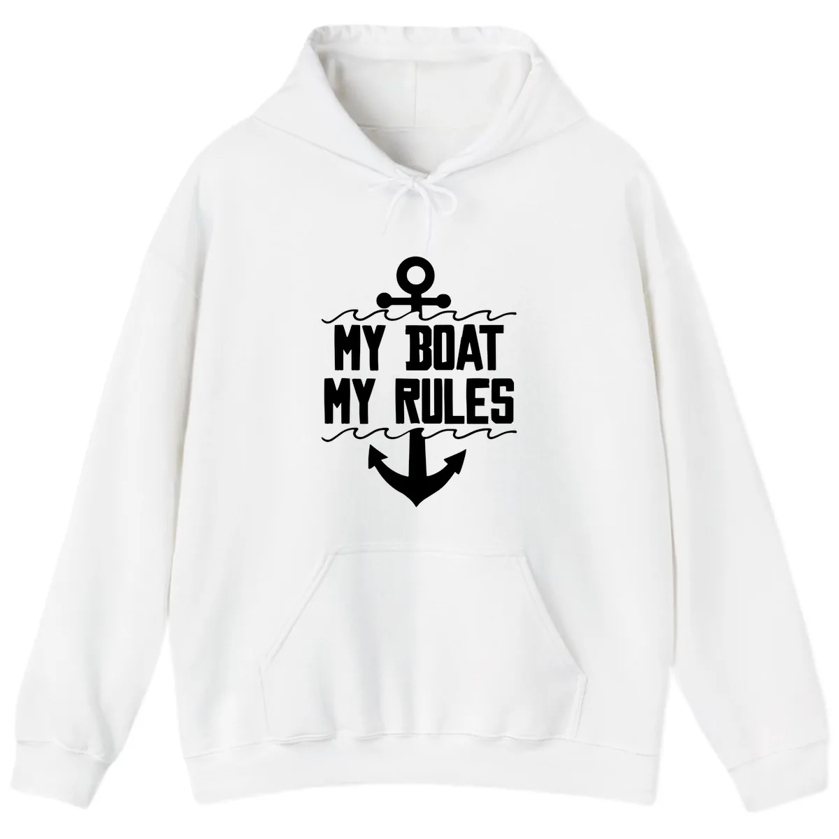 My Boat My Rules Anchor Design Hoodie in White