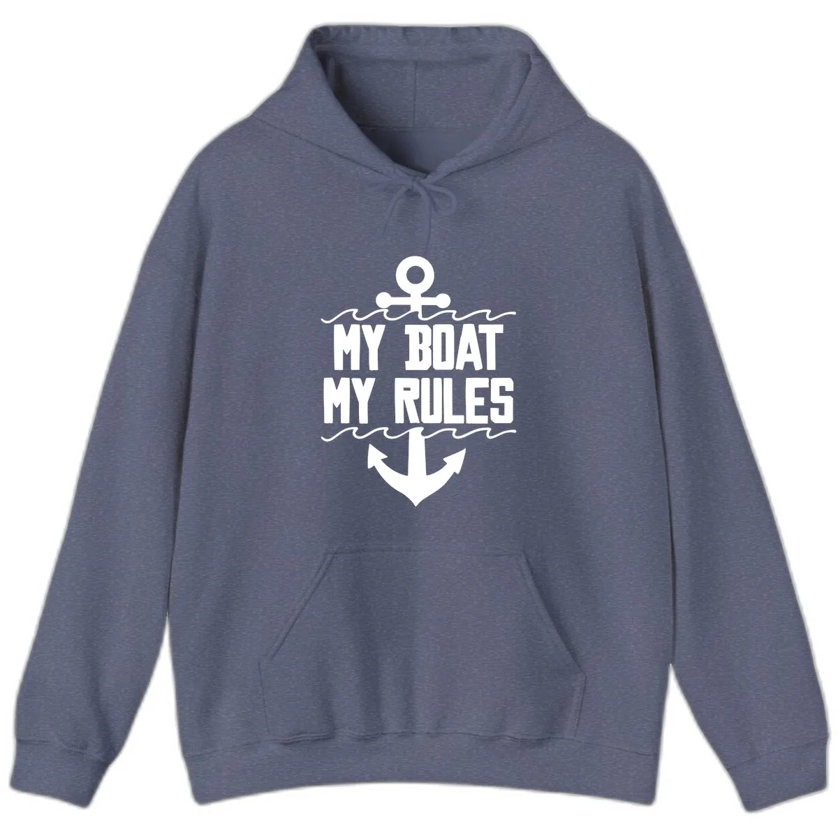 My Boat My Rules Anchor Design Hoodie in Heather Navy