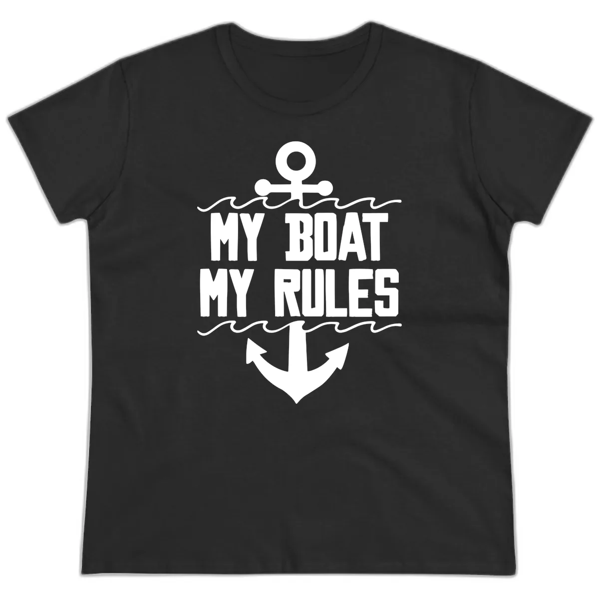 My Boat My Rules Anchor Design Ladies Tee in Black