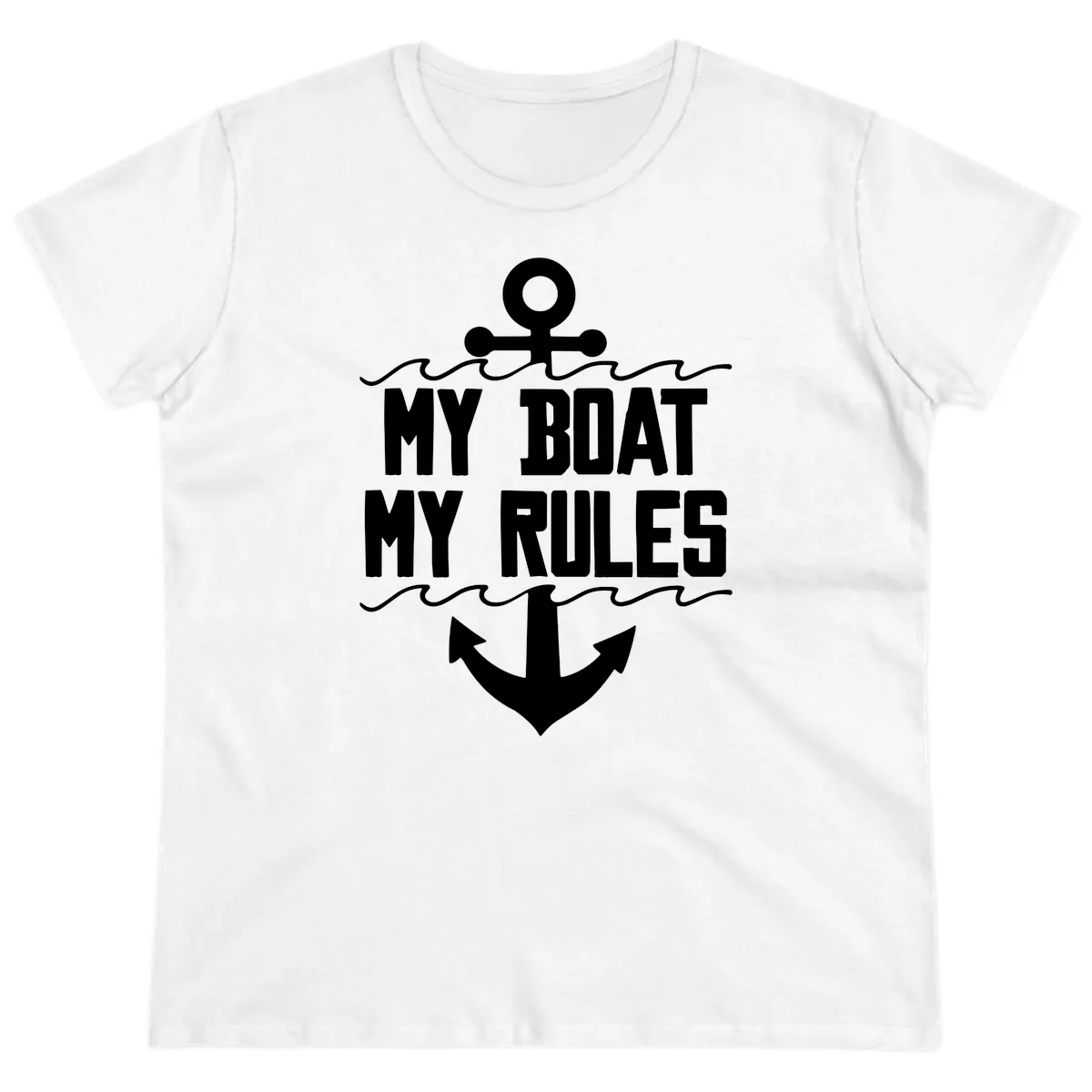My Boat My Rules Anchor Design Ladies Tee in White