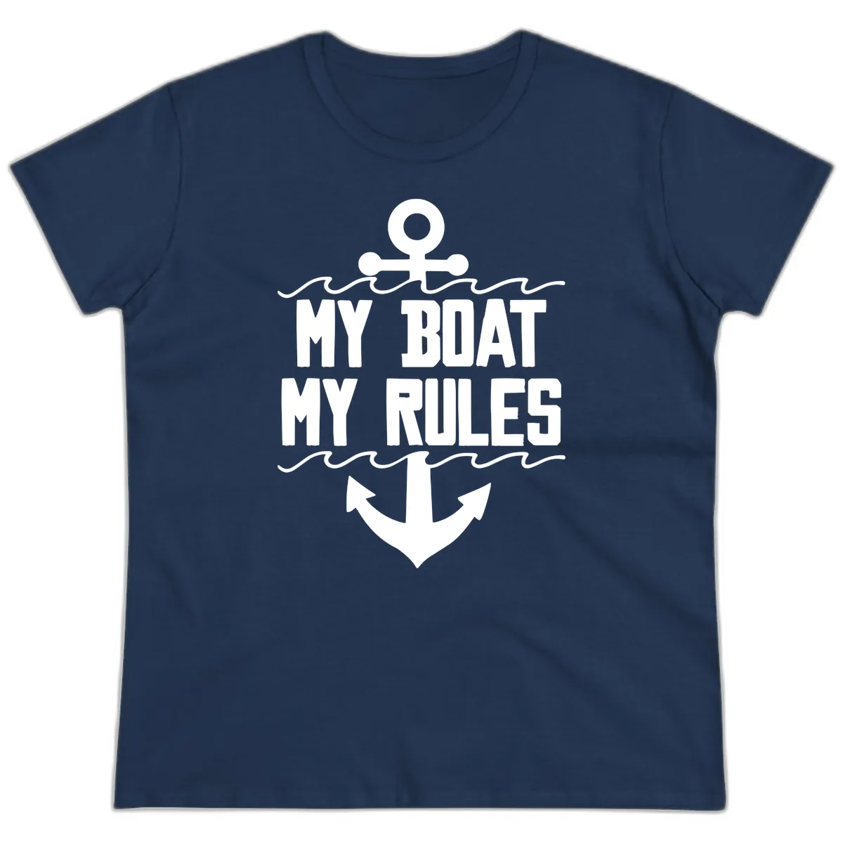 My Boat My Rules Anchor Design Ladies Tee in Navy