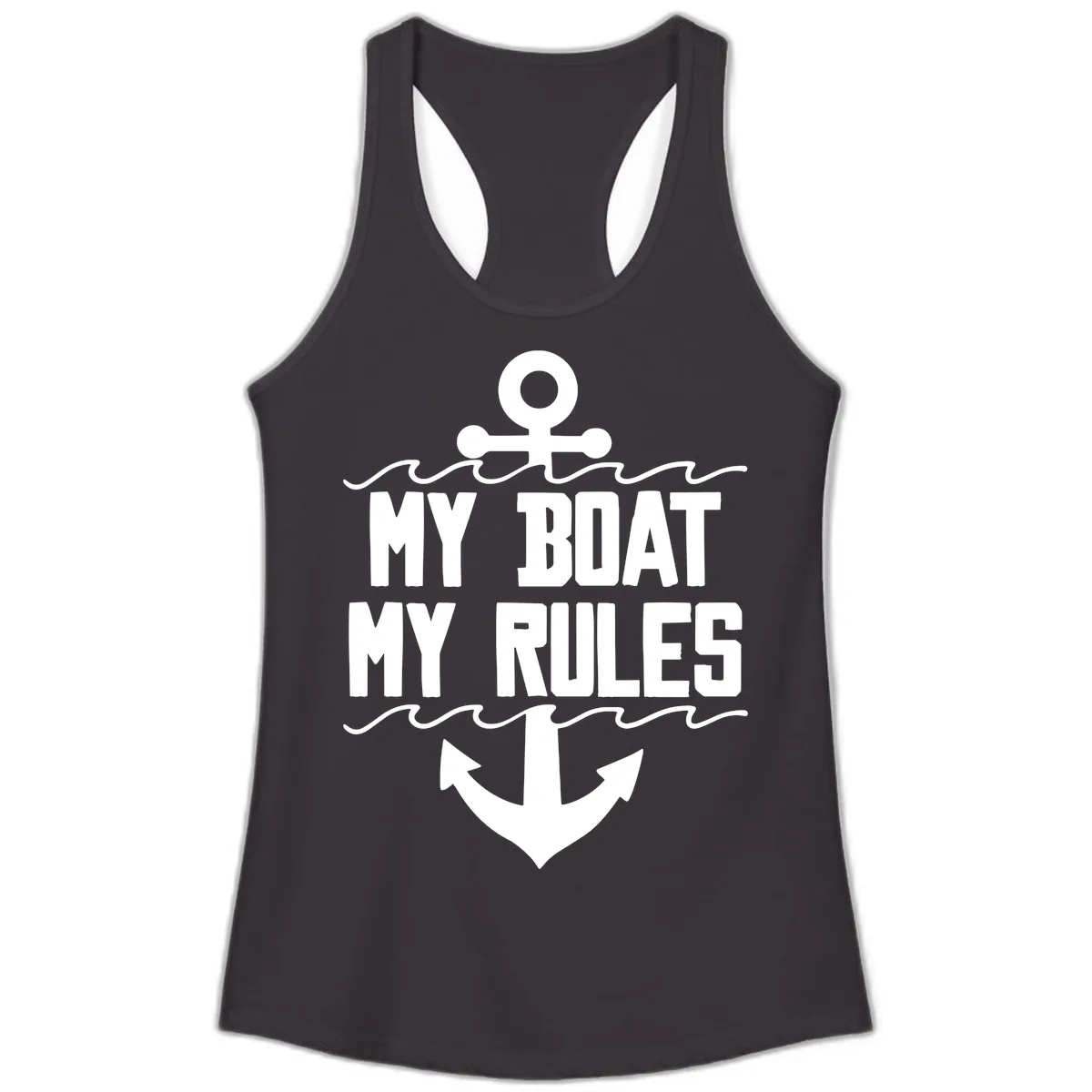 My Boat My Rules Anchor Design Ladies Tank in Black