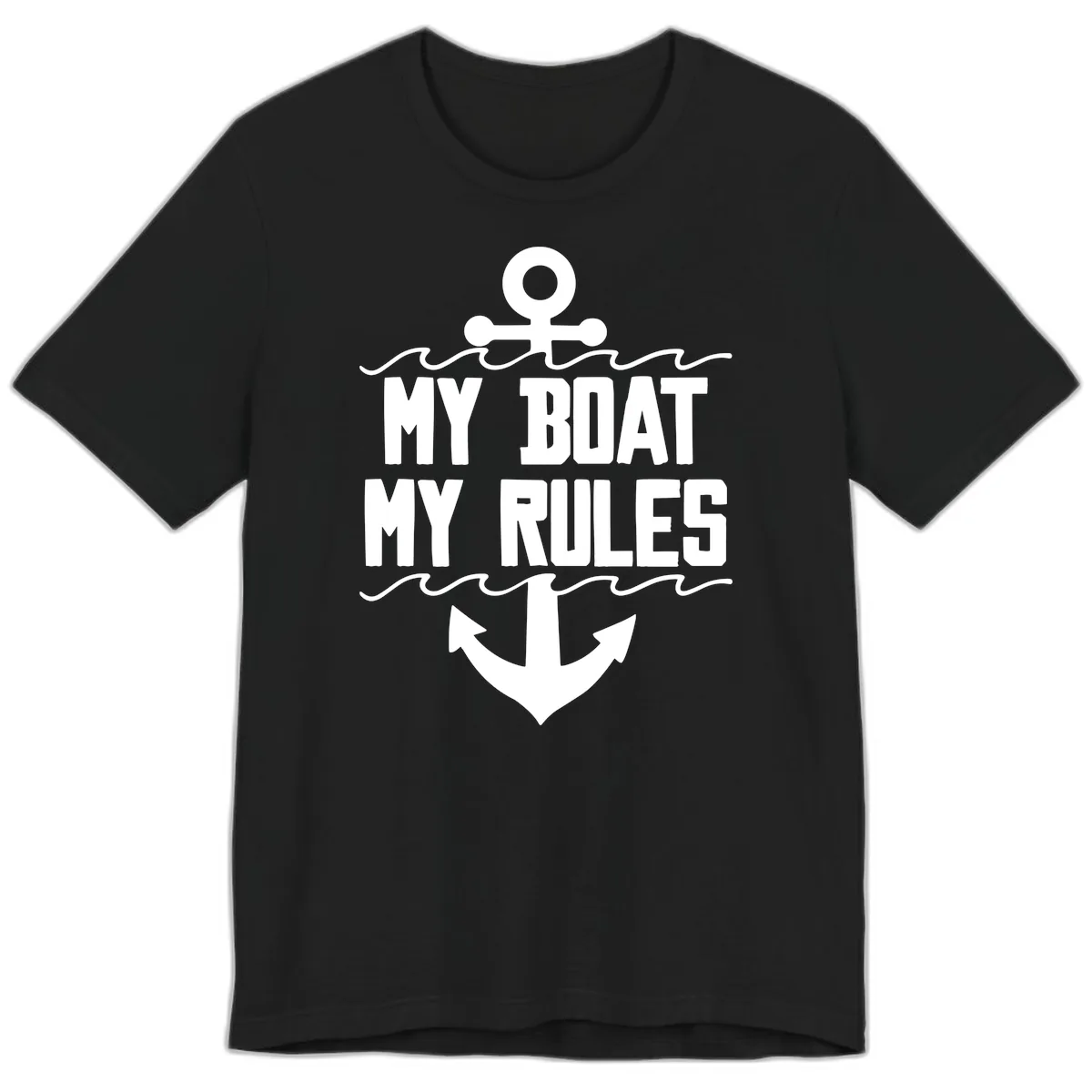 My Boat My Rules Anchor Design Premium T-Shirt in Black