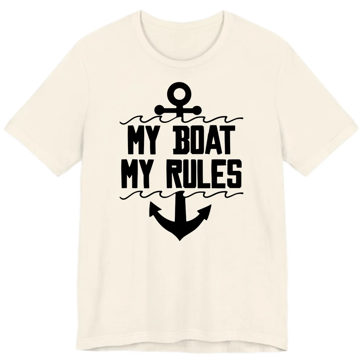 My Boat My Rules Anchor Design Premium T-Shirt in Natural