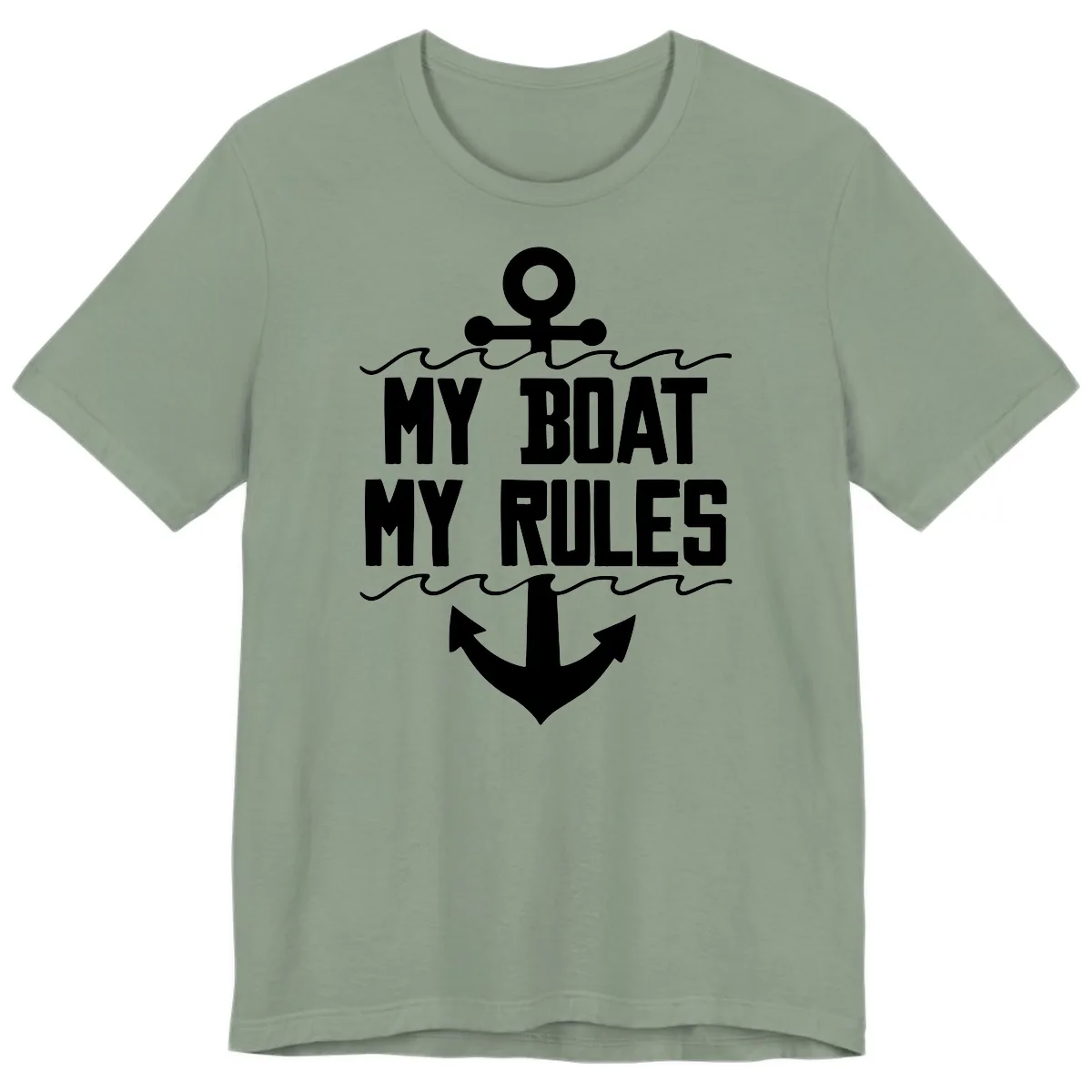 My Boat My Rules Anchor Design Premium T-Shirt in Sage