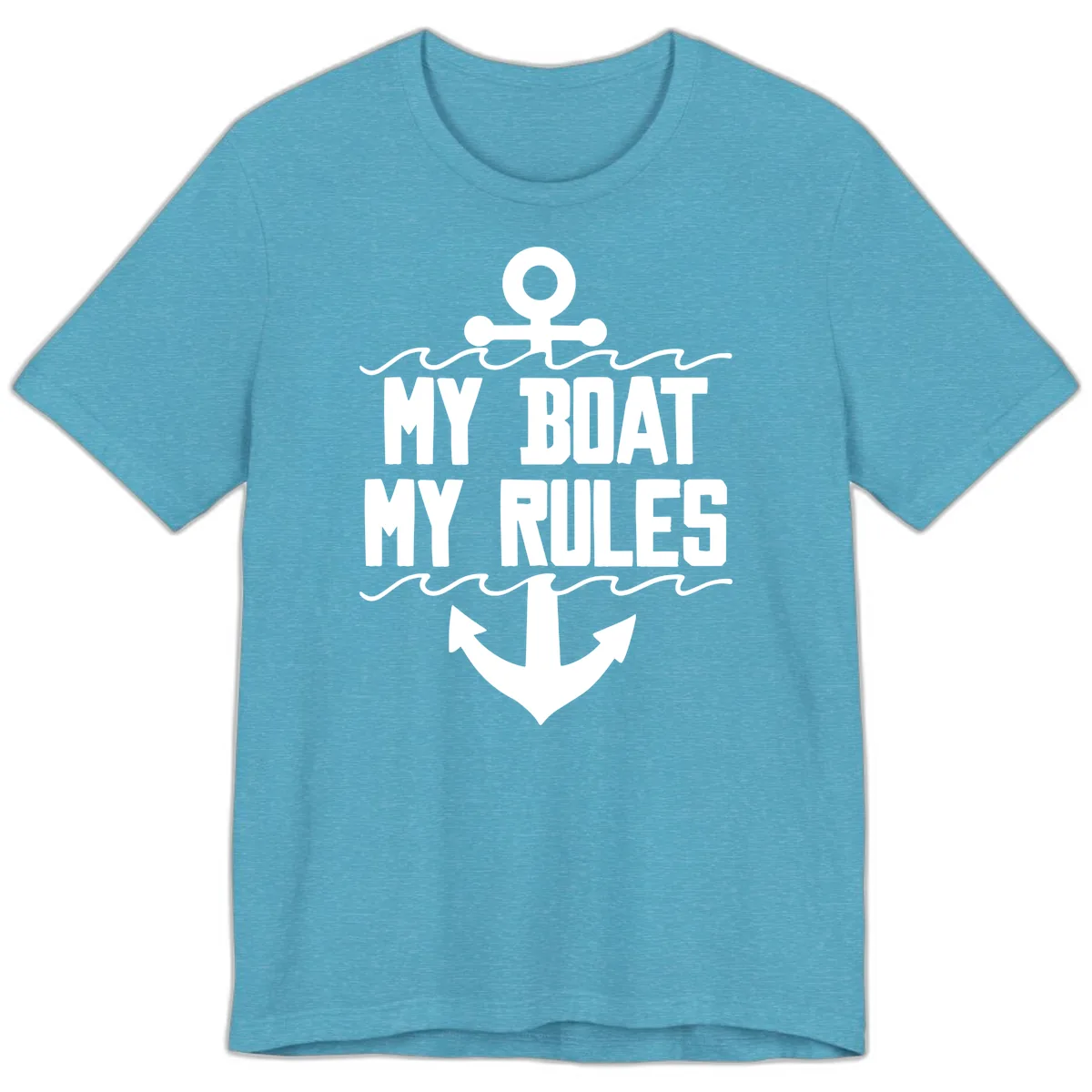 My Boat My Rules Anchor Design Premium T-Shirt in Heather Aqua