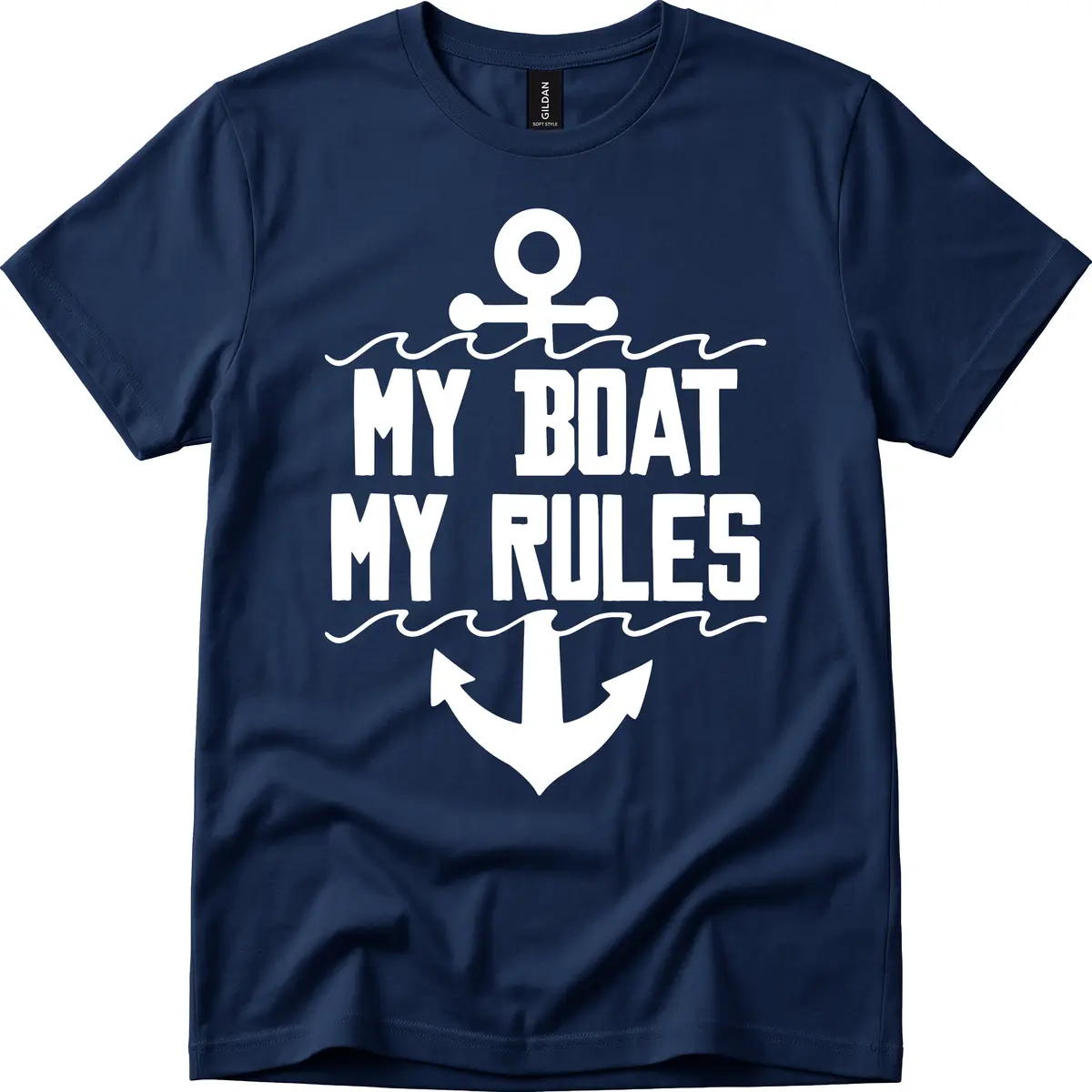 My Boat My Rules Anchor Design T-Shirt in Navy