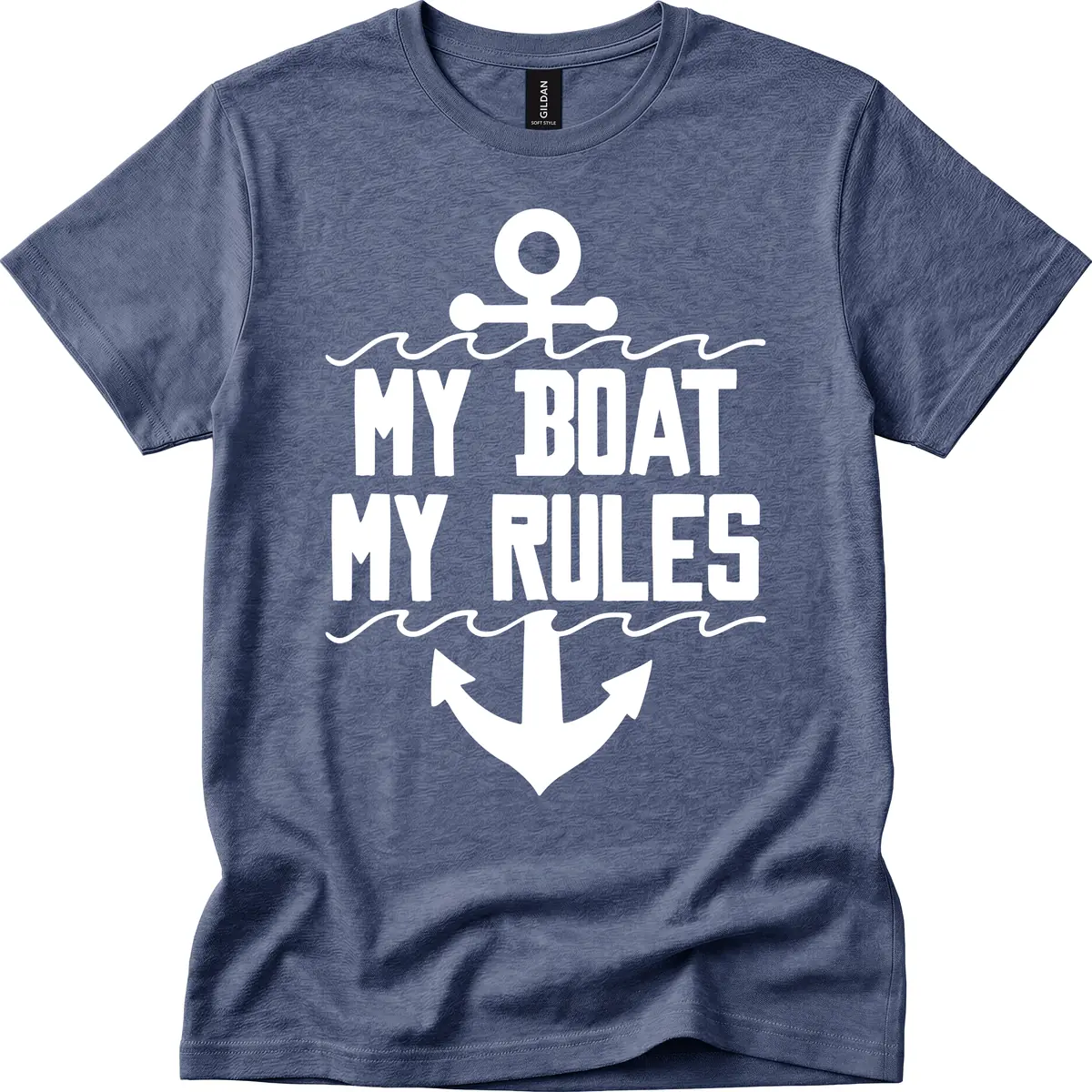 My Boat My Rules Anchor Design T-Shirt in Heather Navy
