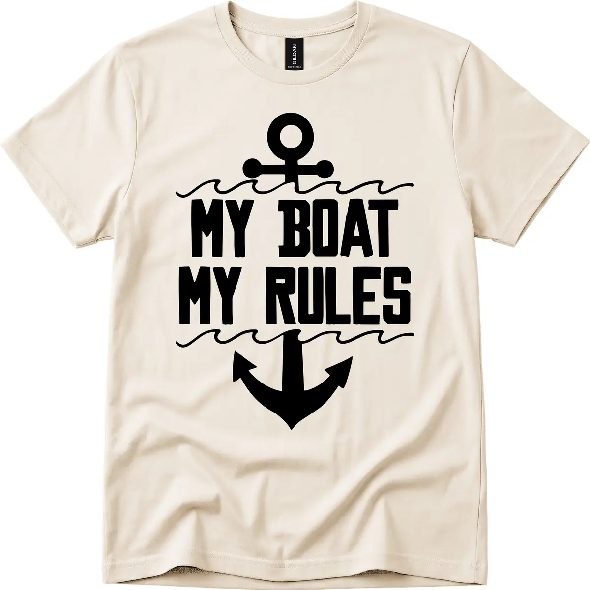 My Boat My Rules Anchor Design T-Shirt in Natural