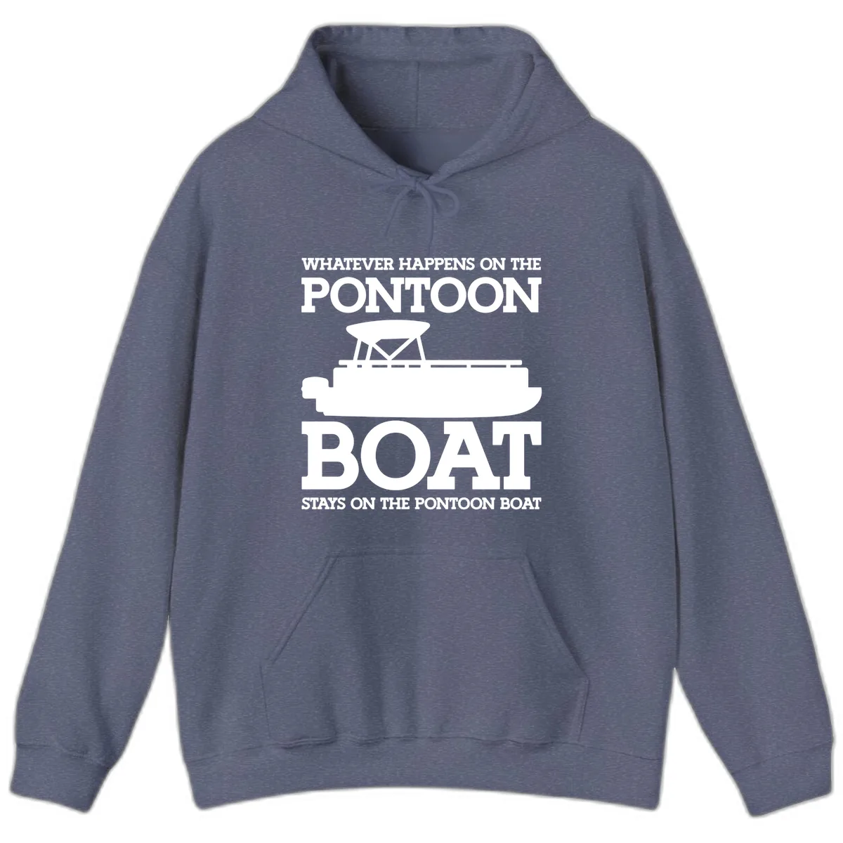 Whatever Happens On The Pontoon Boat Hoodie in Heather Navy
