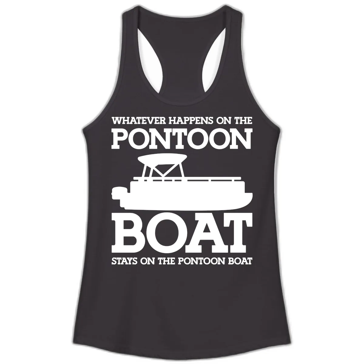 Whatever Happens On The Pontoon Boat Ladies Tank in Black