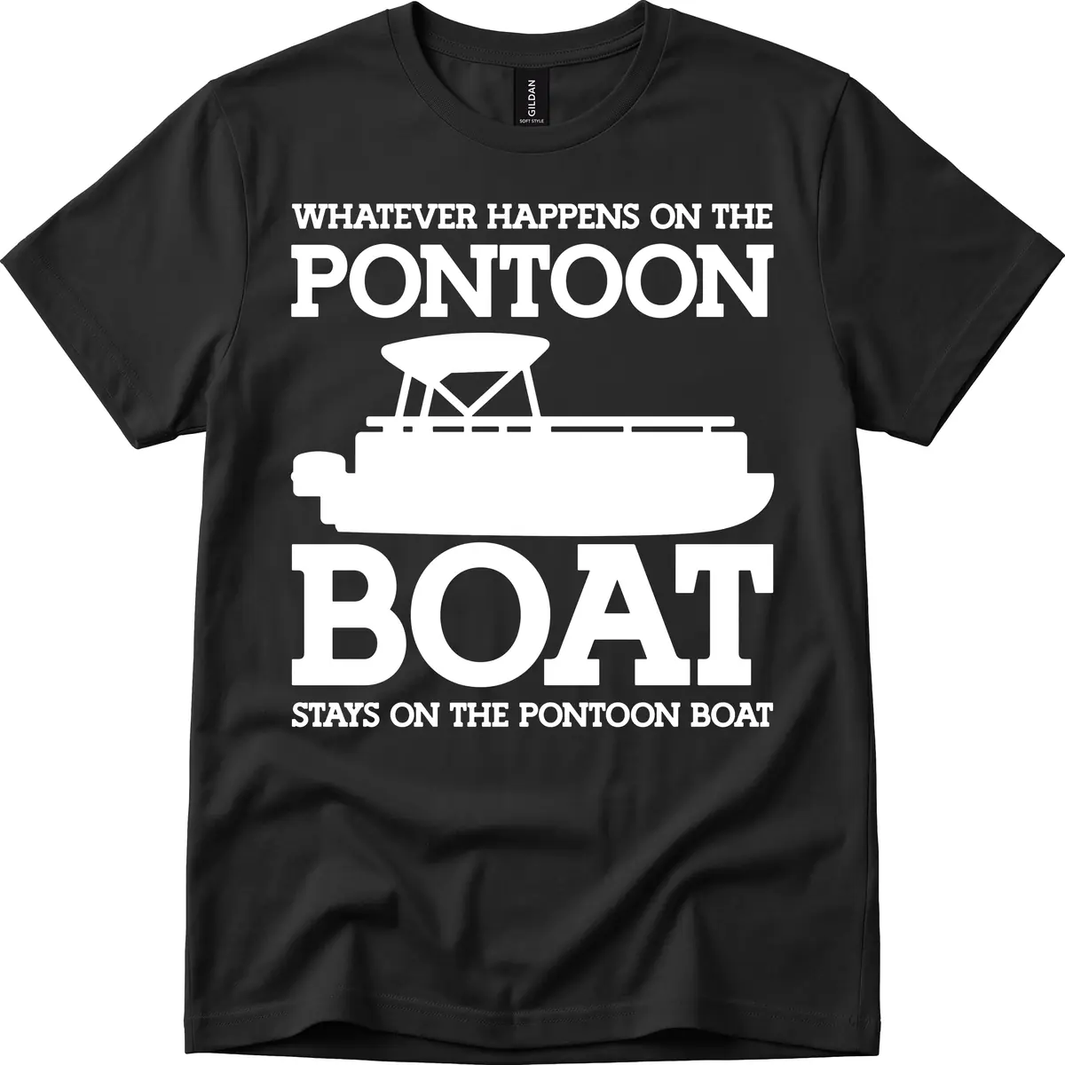 Whatever Happens On The Pontoon Boat T-Shirt in Black