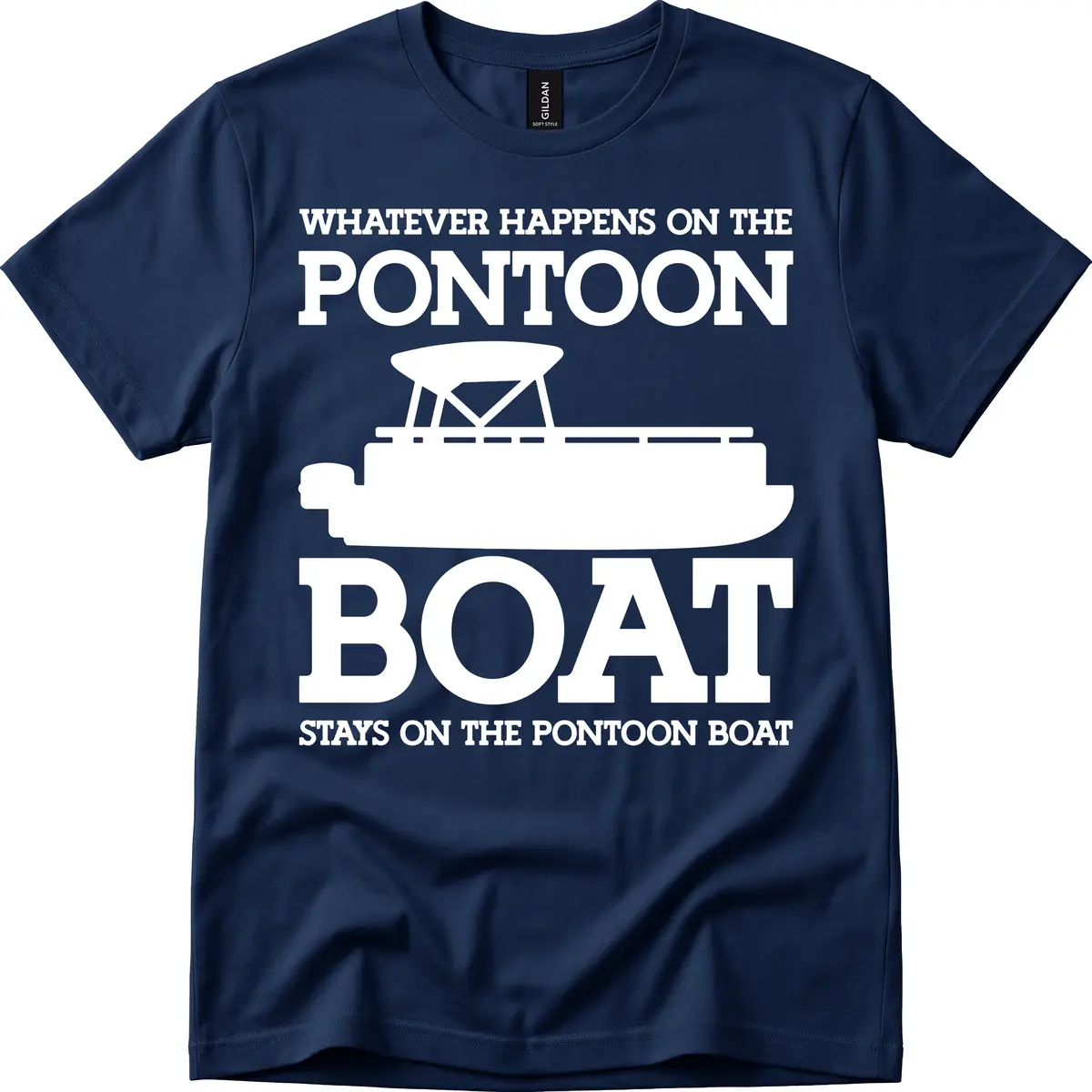 Whatever Happens On The Pontoon Boat T-Shirt in Navy