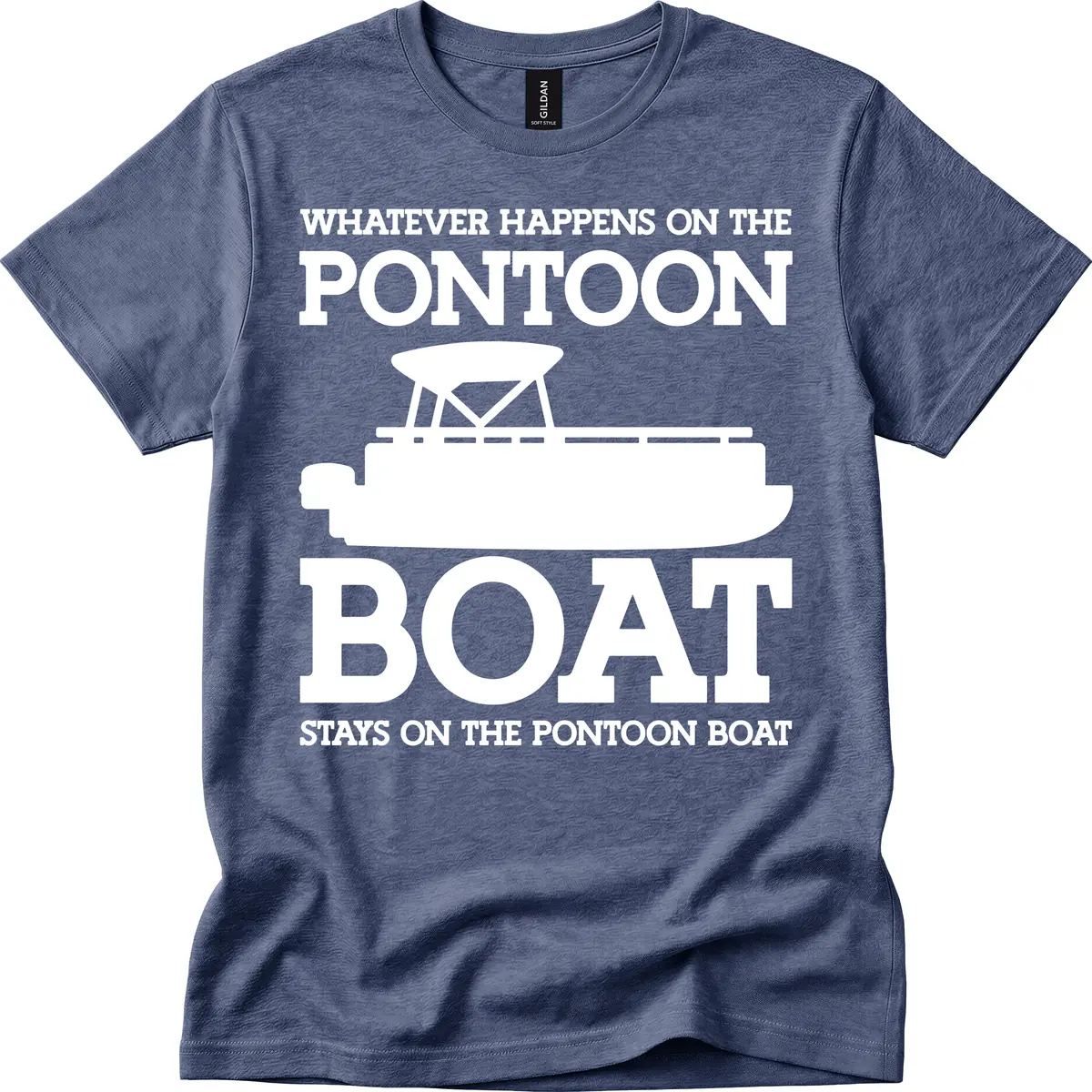 Whatever Happens On The Pontoon Boat T-Shirt in Heather Navy