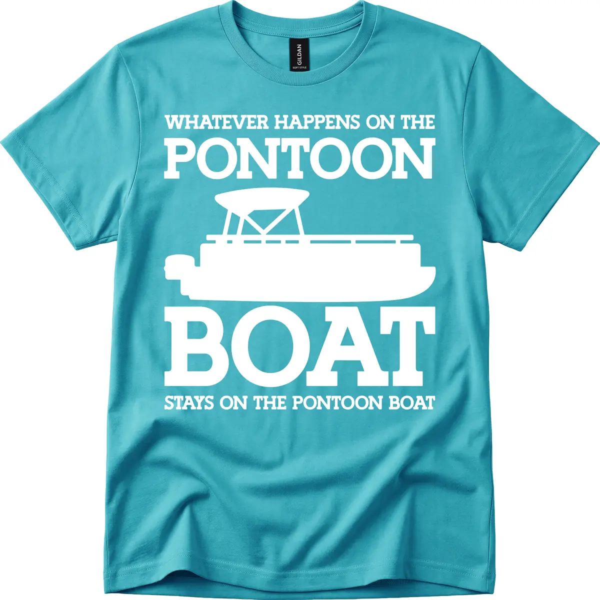 Whatever Happens On The Pontoon Boat T-Shirt in Tropical Blue