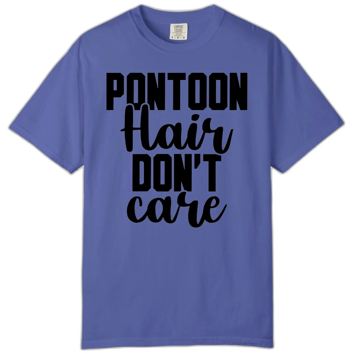 Pontoon Hair Don't Care Slogan Comfort Color in Periwinkle