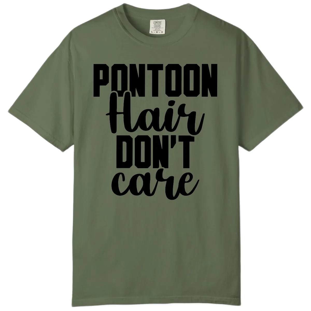 Pontoon Hair Don't Care Slogan Comfort Color in Sage