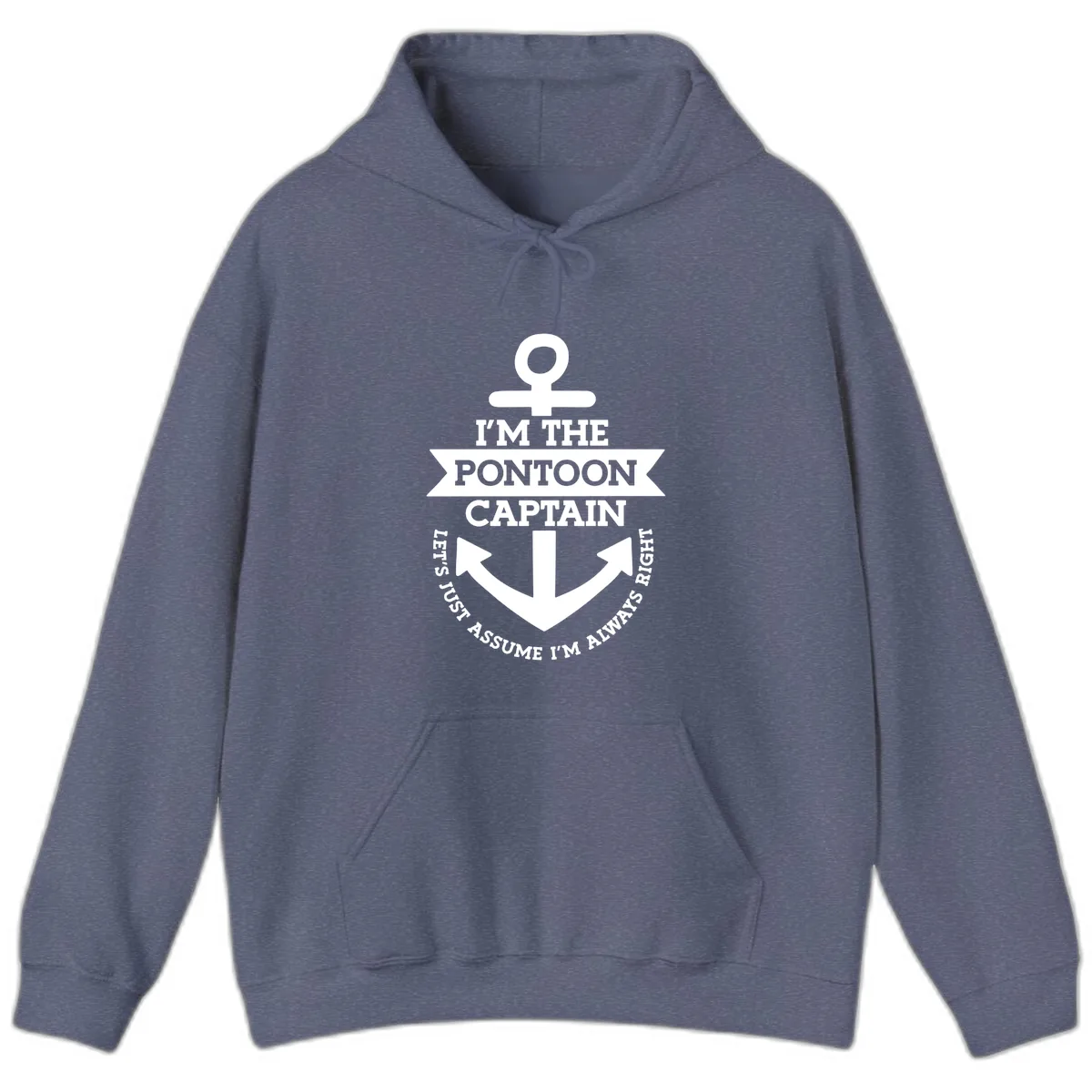I'm The Pontoon Captain Hoodie in Heather Navy