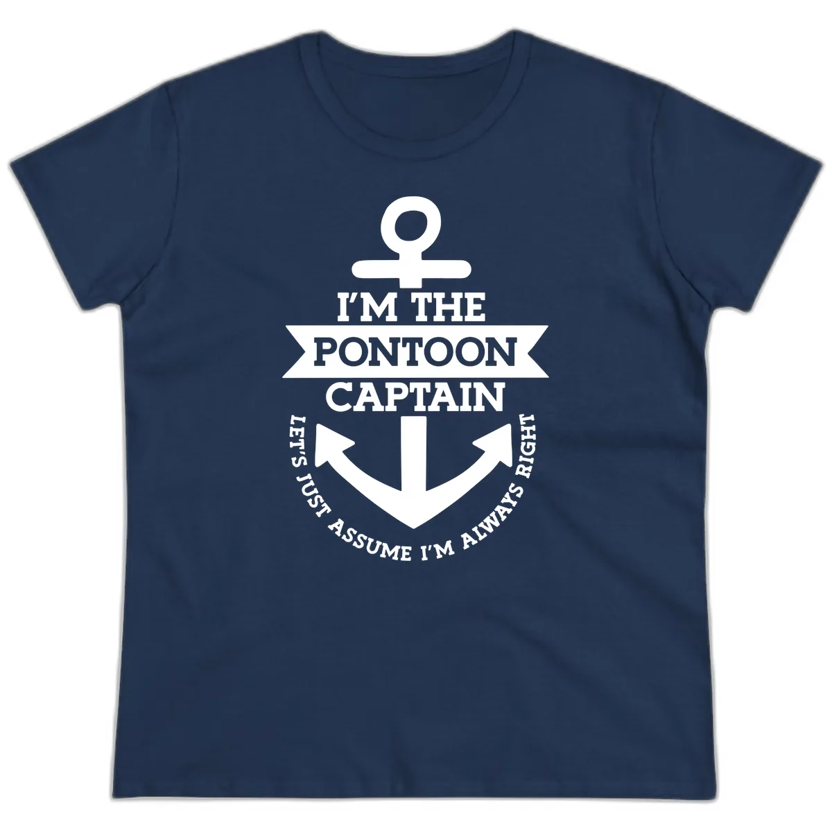 I'm The Pontoon Captain Ladies Tee in Navy