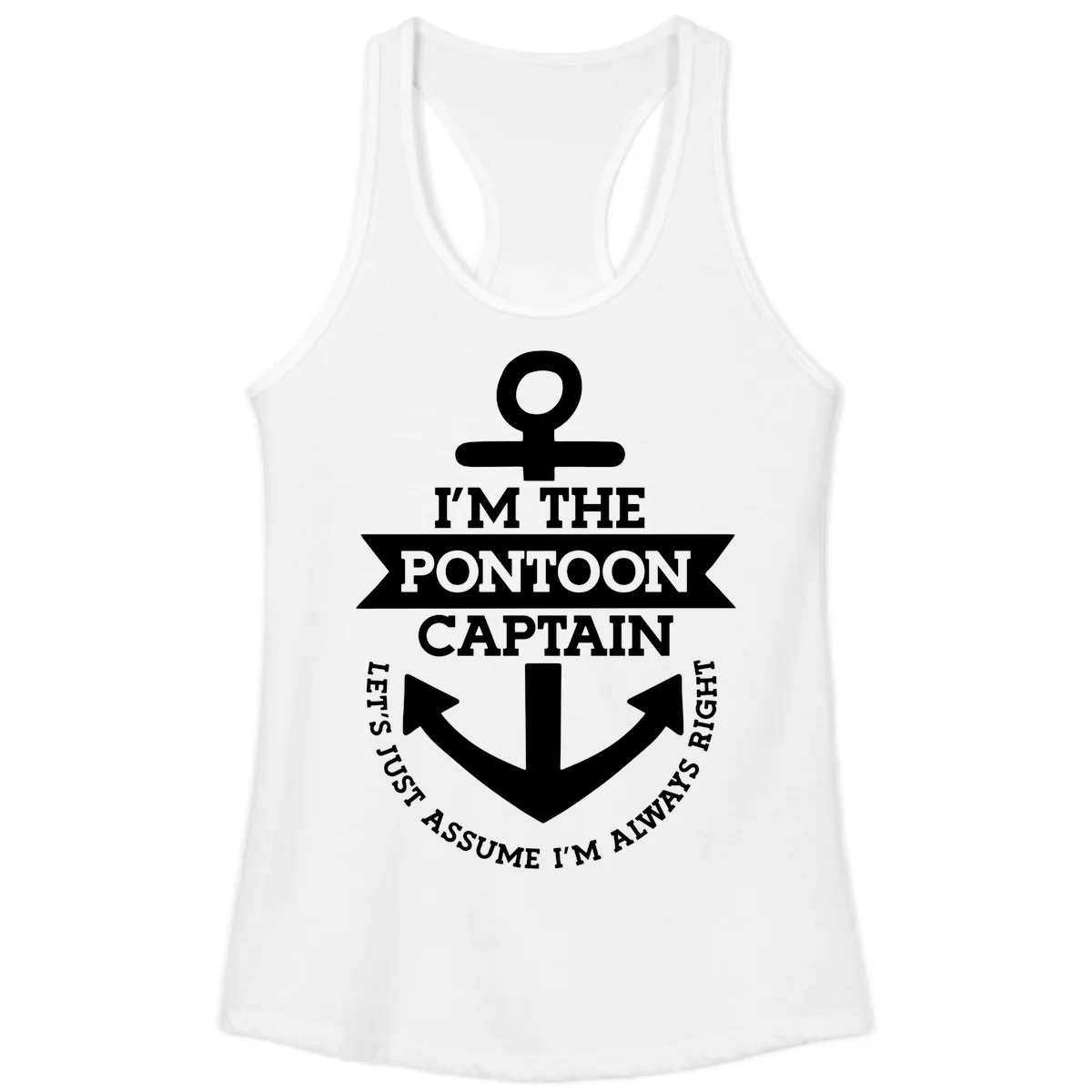 I'm The Pontoon Captain Ladies Tank in White
