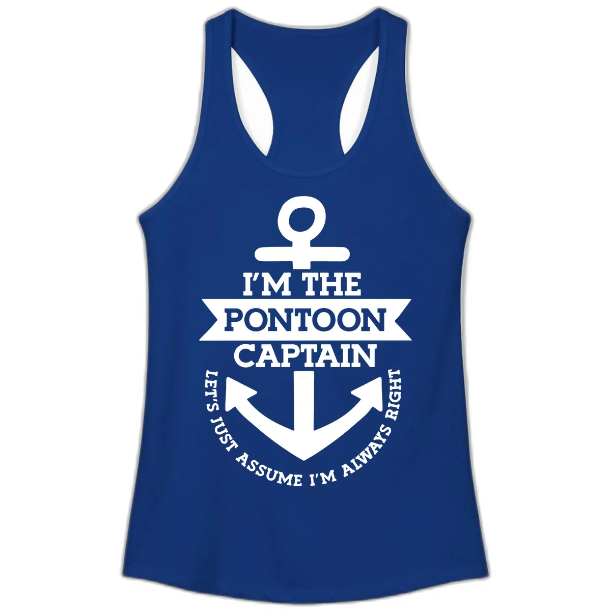 I'm The Pontoon Captain Ladies Tank in Solid Royal