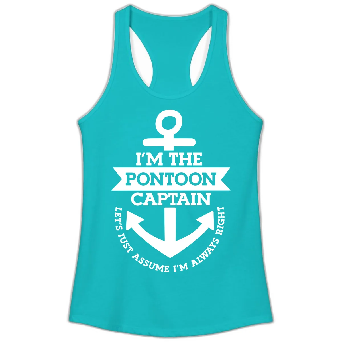 I'm The Pontoon Captain Ladies Tank in Tahiti Blue