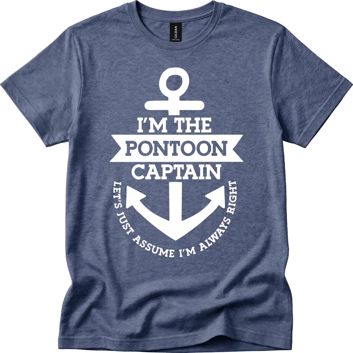 I'm The Pontoon Captain T-Shirt in Heather Navy