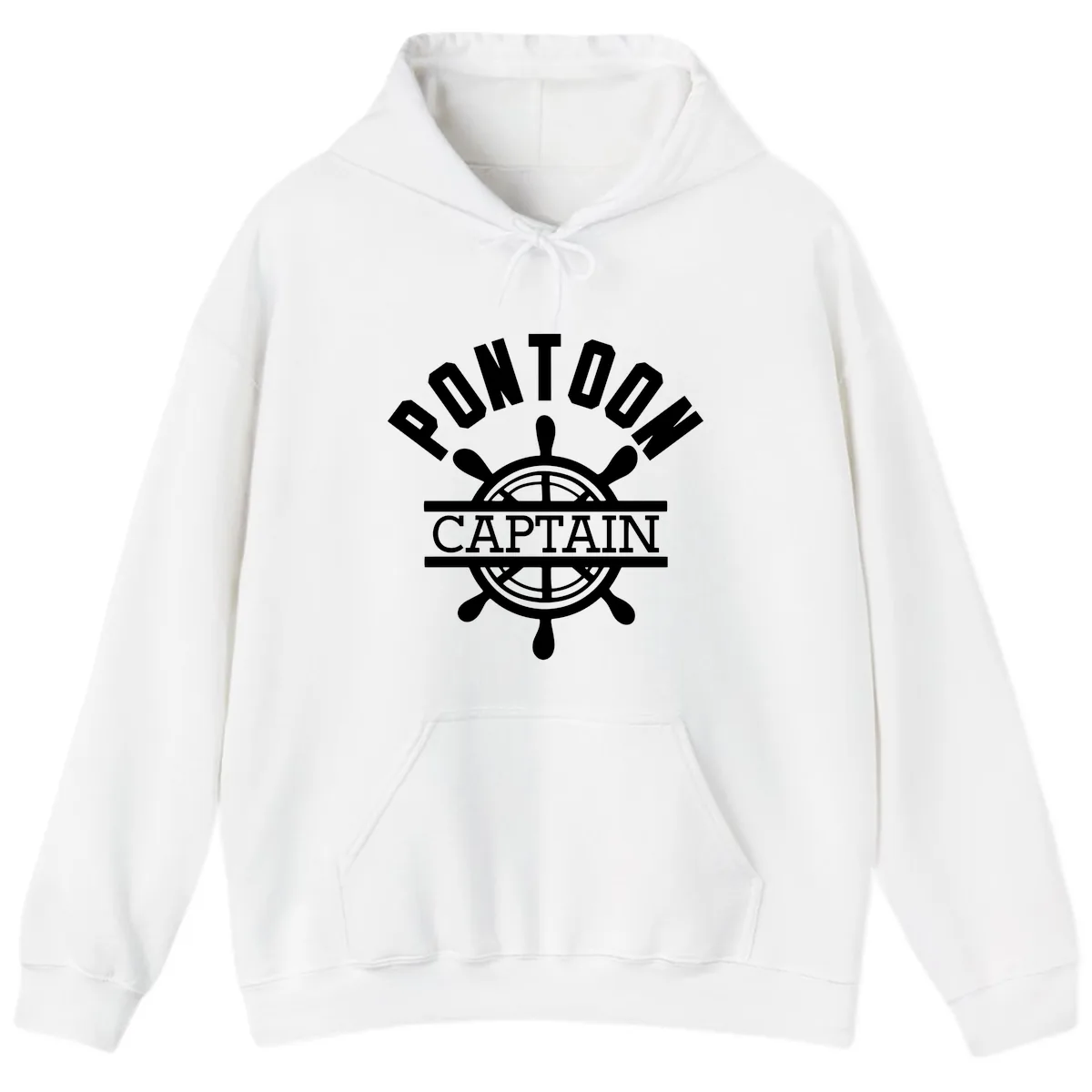 Pontoon Captain Steering Wheel Design Hoodie in White