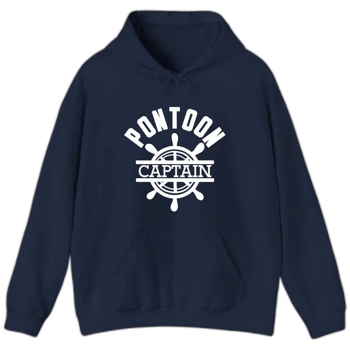 Pontoon Captain Steering Wheel Design Hoodie in Navy