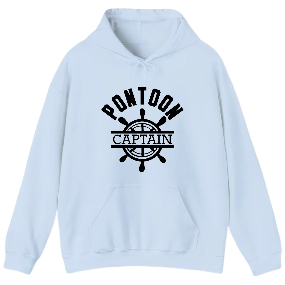 Pontoon Captain Steering Wheel Design Hoodie in Light Blue