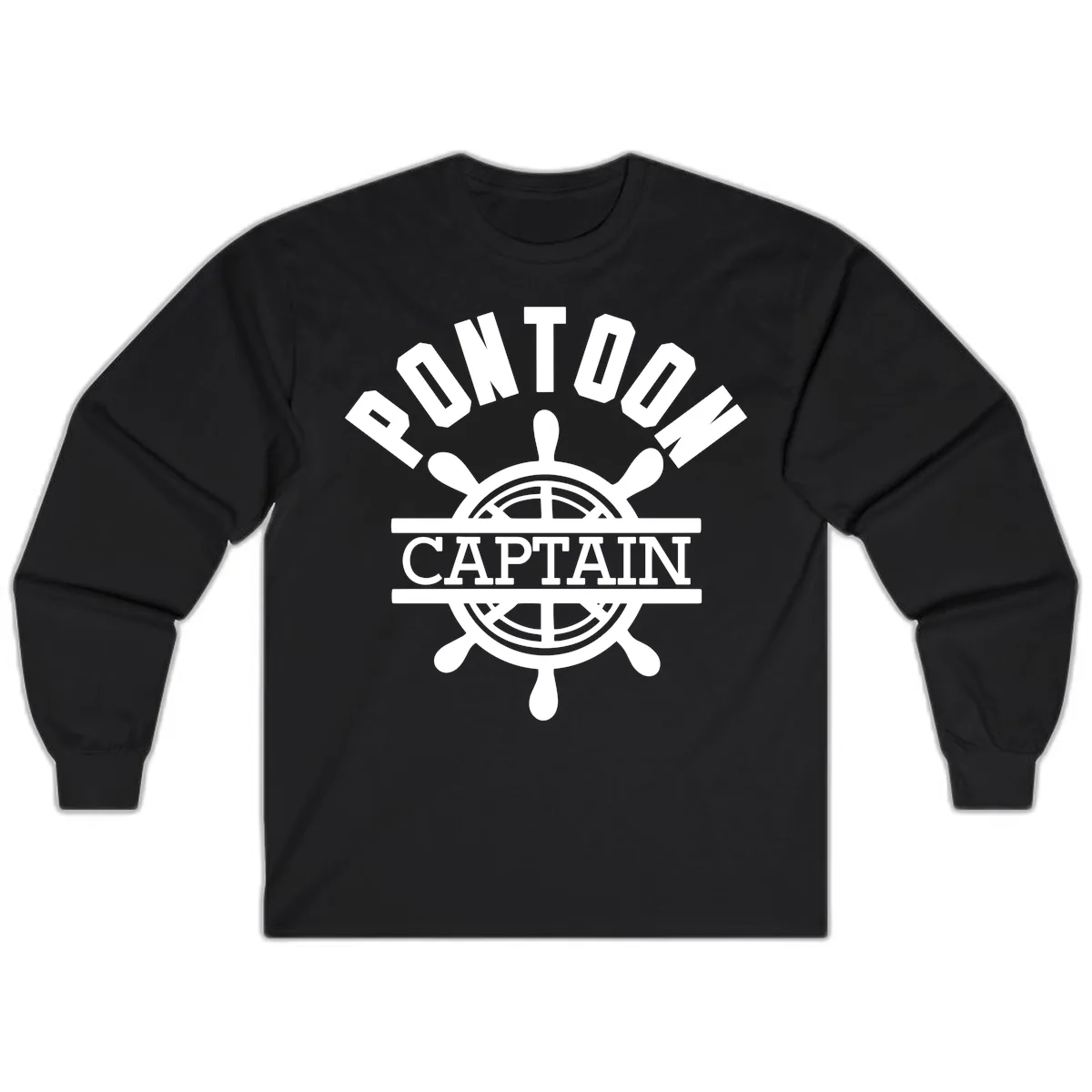 Pontoon Captain Steering Wheel Design Long Sleeve in Black
