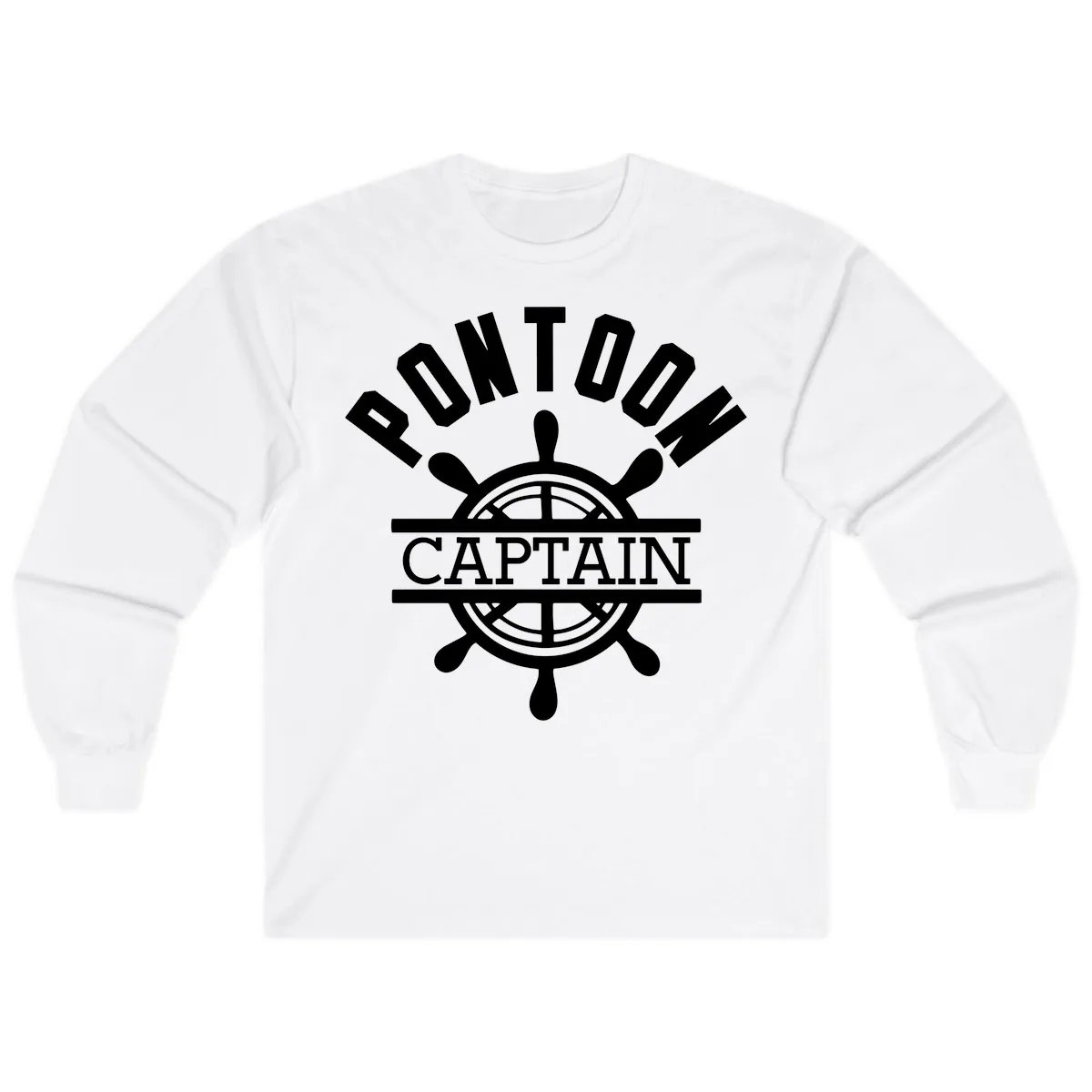 Pontoon Captain Steering Wheel Design Long Sleeve in White