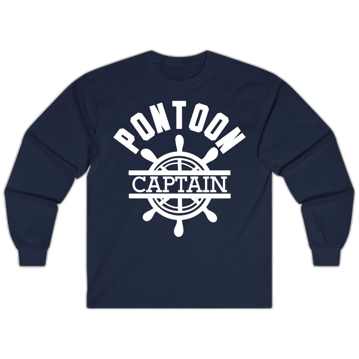 Pontoon Captain Steering Wheel Design Long Sleeve in Navy