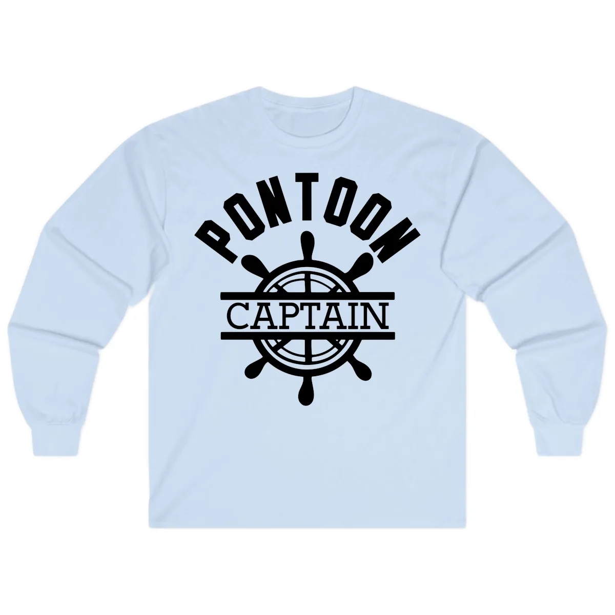 Pontoon Captain Steering Wheel Design Long Sleeve in Light Blue