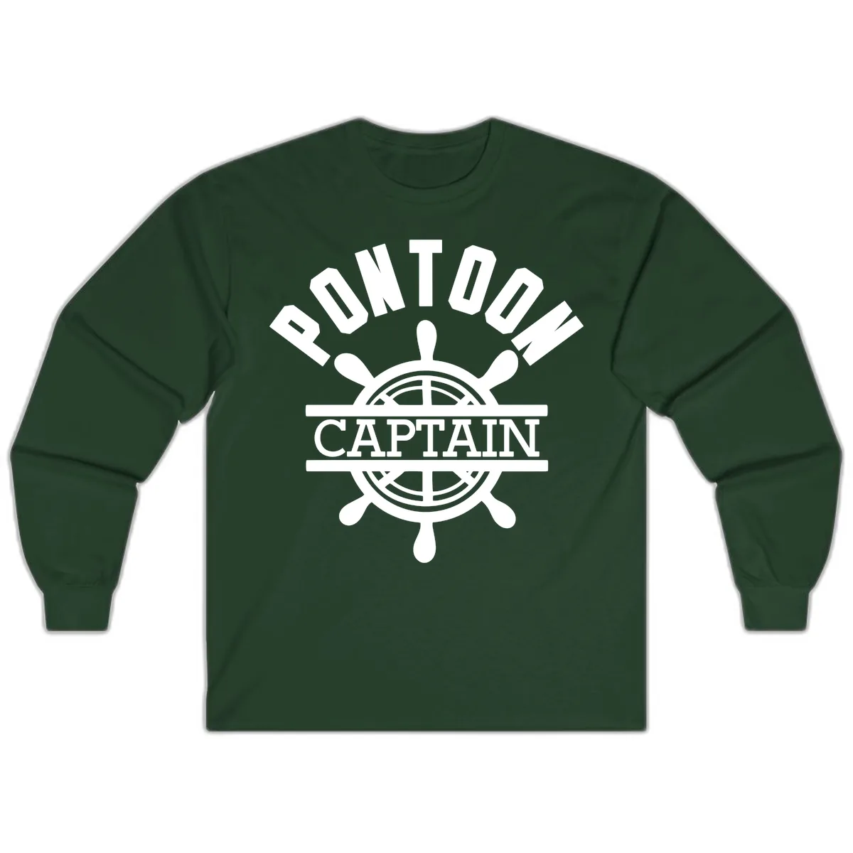 Pontoon Captain Steering Wheel Design Long Sleeve in Forest Green