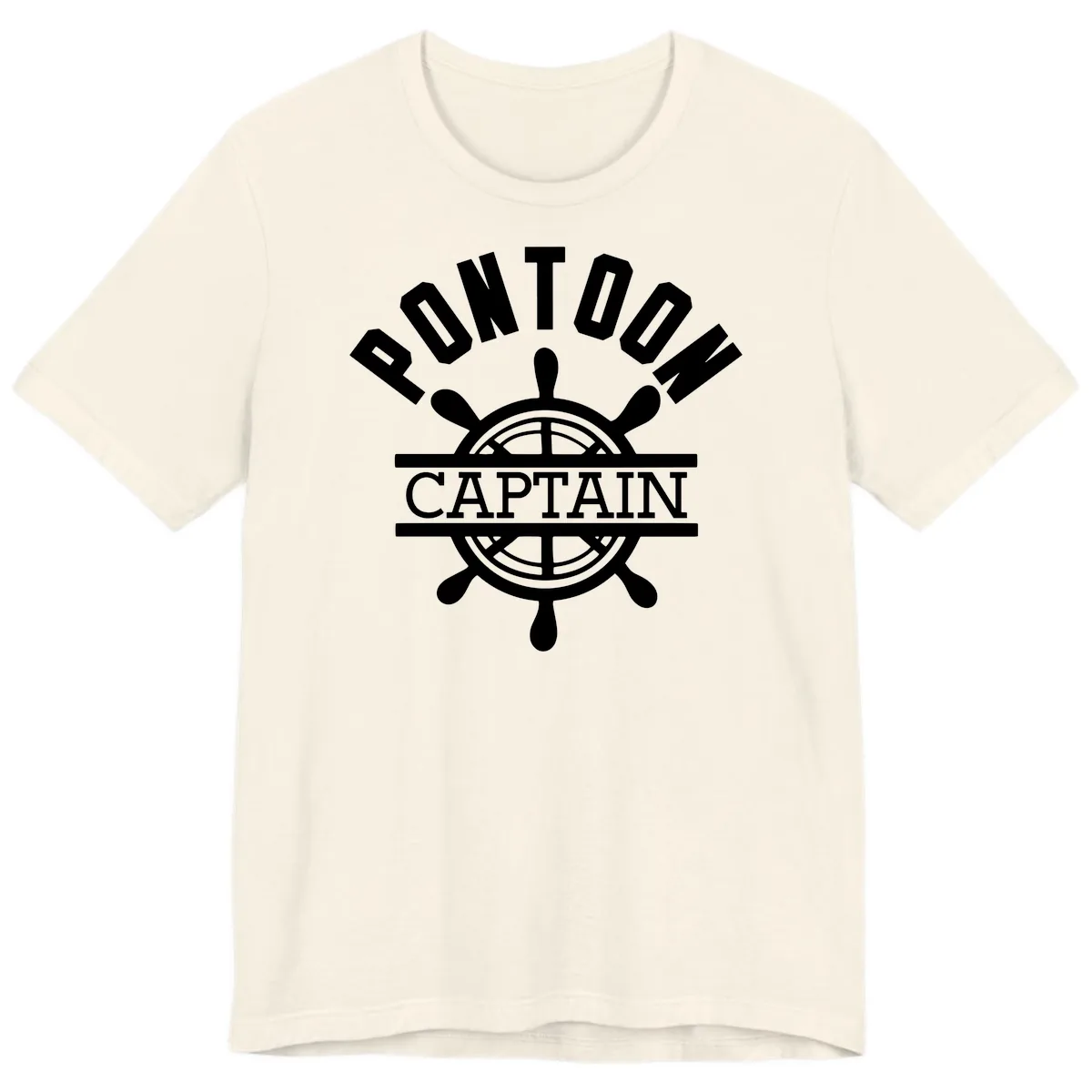 Pontoon Captain Steering Wheel Design Premium T-Shirt in Natural