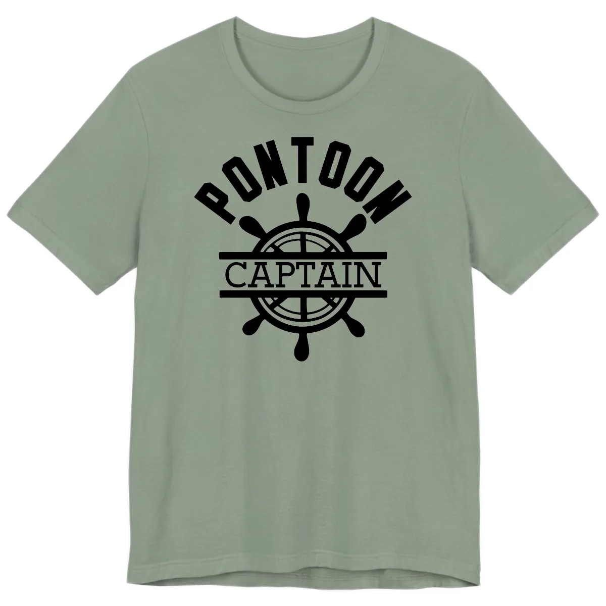 Pontoon Captain Steering Wheel Design Premium T-Shirt in Sage