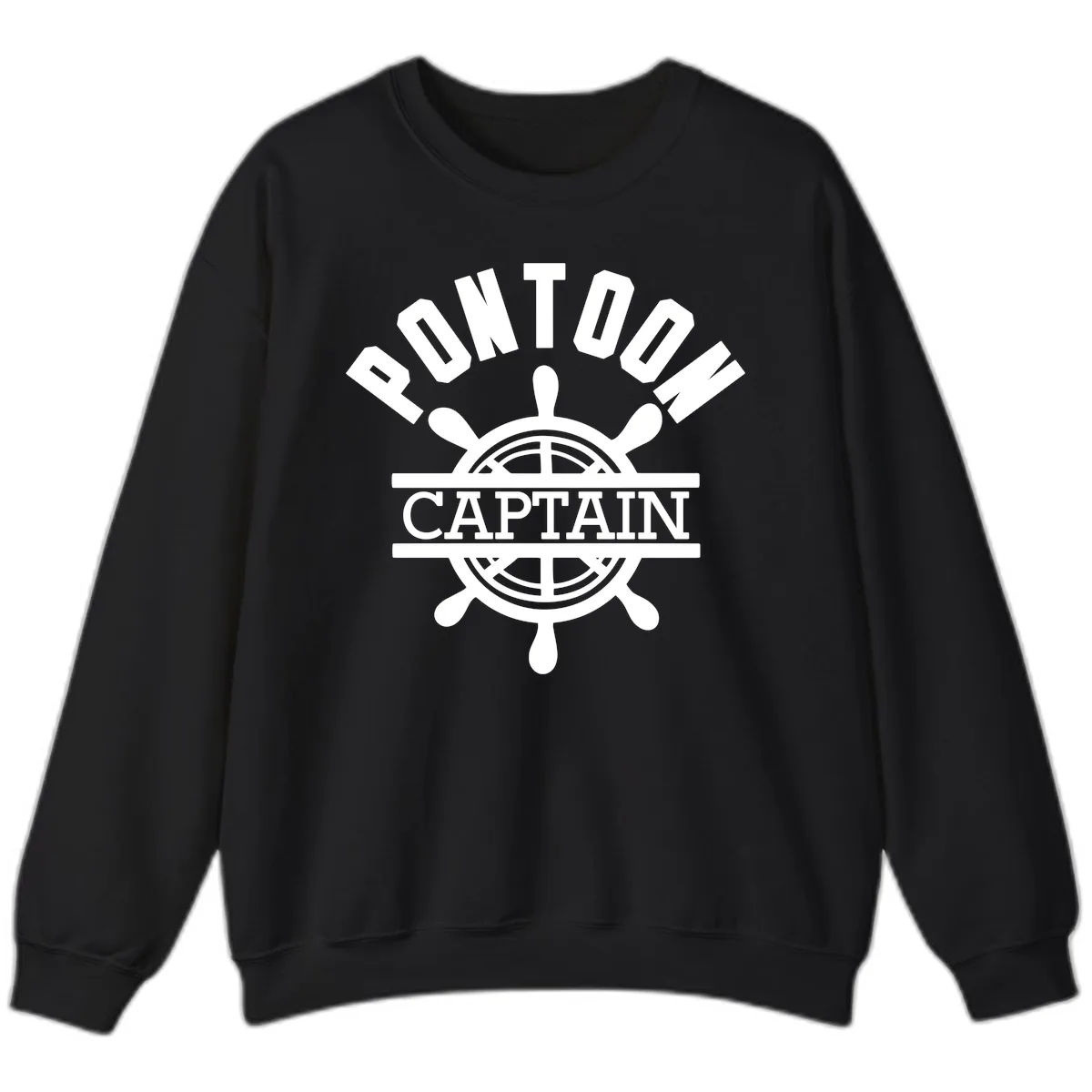 Pontoon Captain Steering Wheel Design Sweatshirt in Black