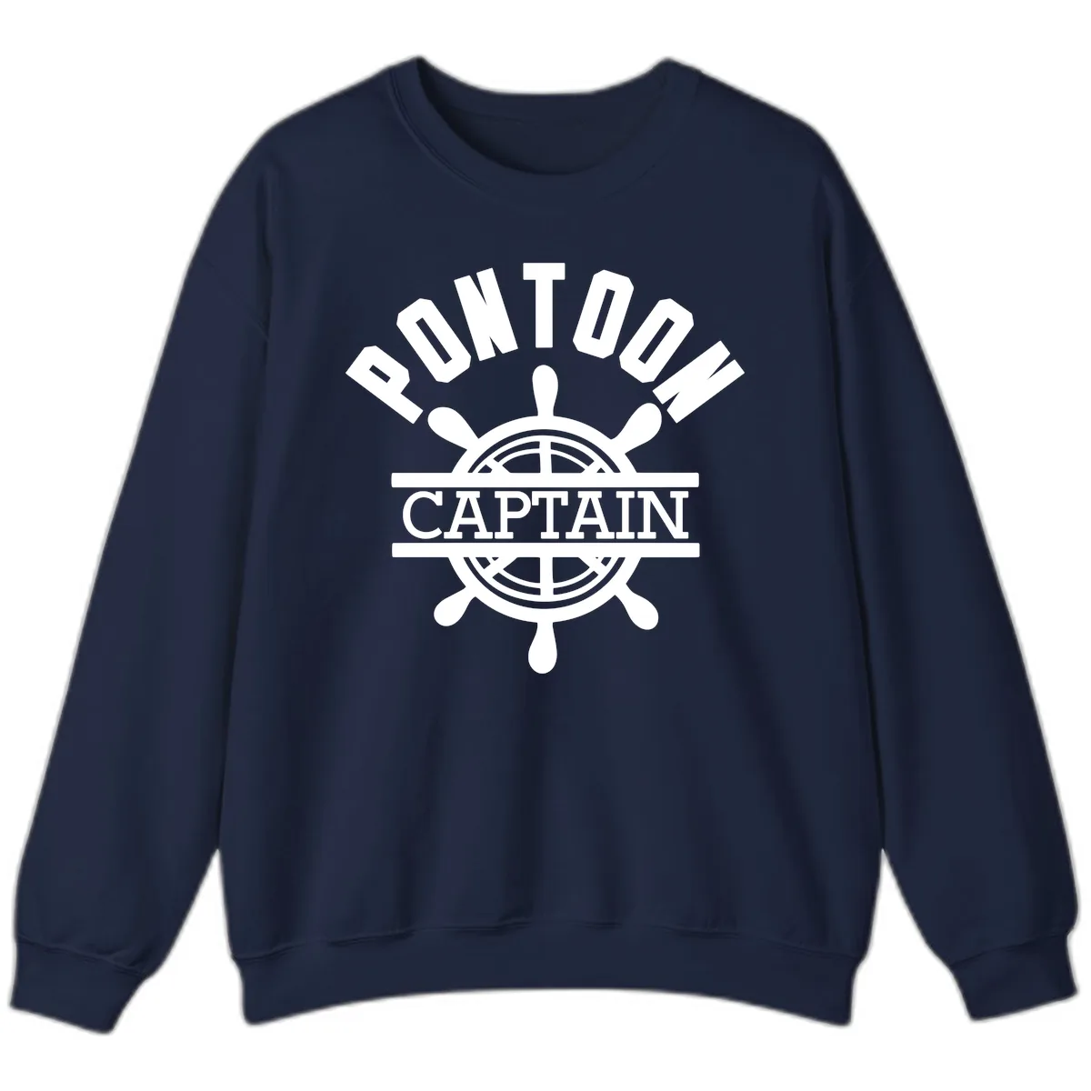 Pontoon Captain Steering Wheel Design Sweatshirt in Navy