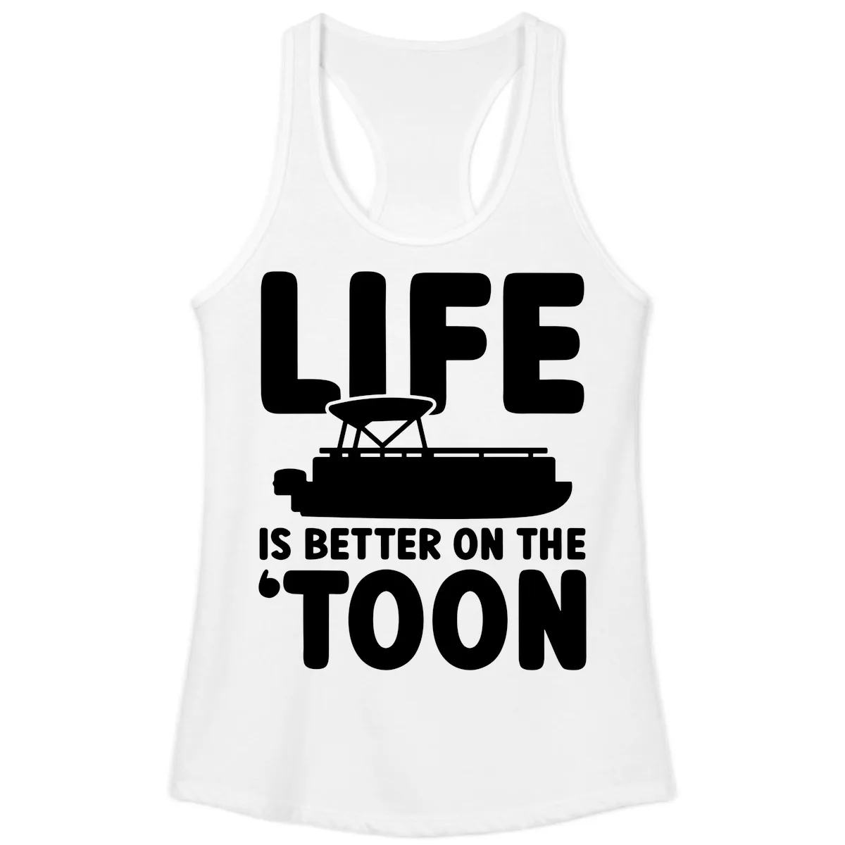 Life Is Better On The Toon Apparel Ladies Tank in White