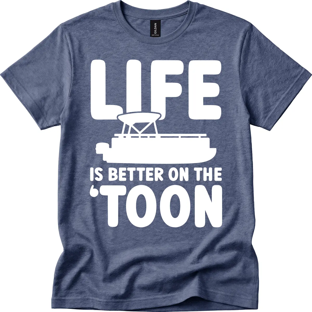 Life Is Better On The Toon Apparel T-Shirt in Heather Navy