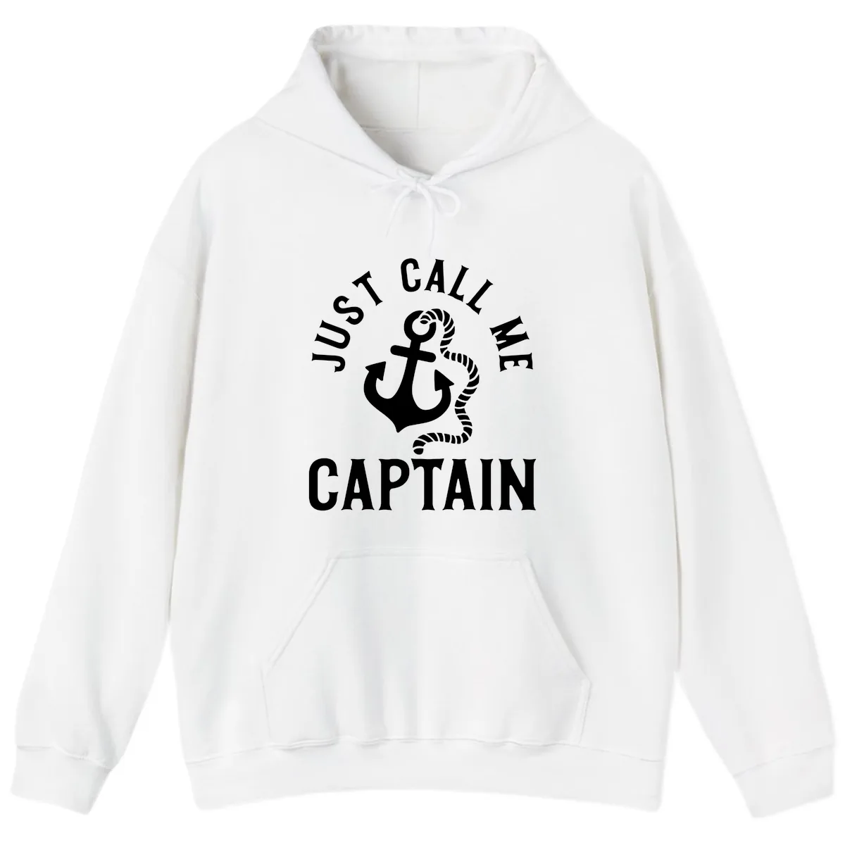 Just Call Me Captain Anchor Design Hoodie in White