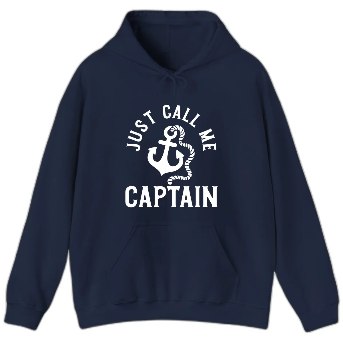 Just Call Me Captain Anchor Design Hoodie in Navy