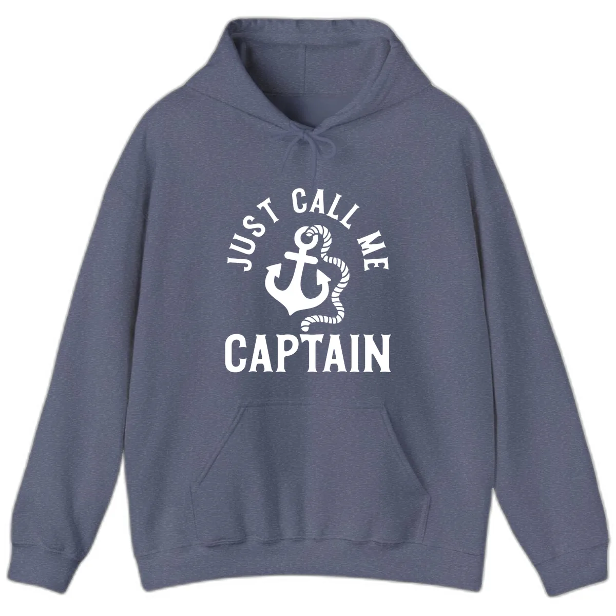 Just Call Me Captain Anchor Design Hoodie in Heather Navy